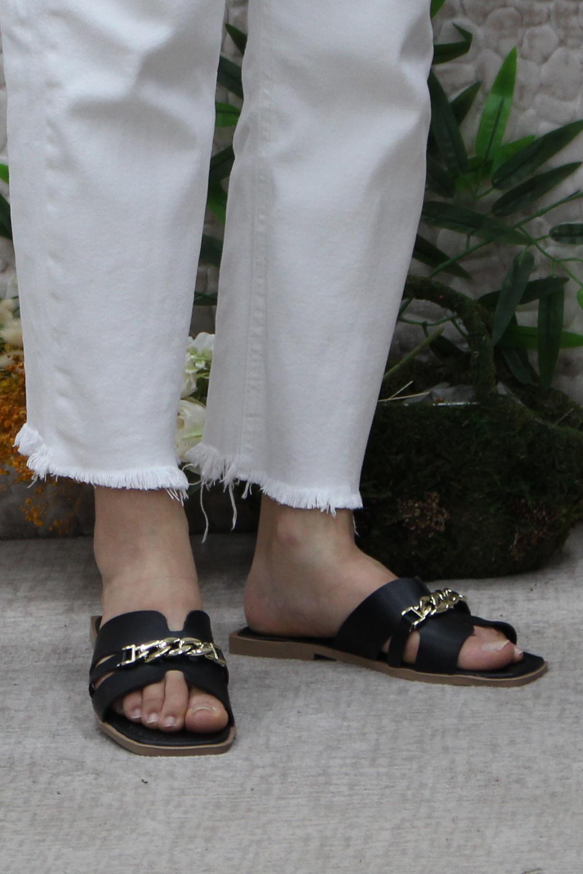 3565 Siyah Zarif Şık Günlük Terlik Ev Terliği Kadın Terlik - Görsel 3