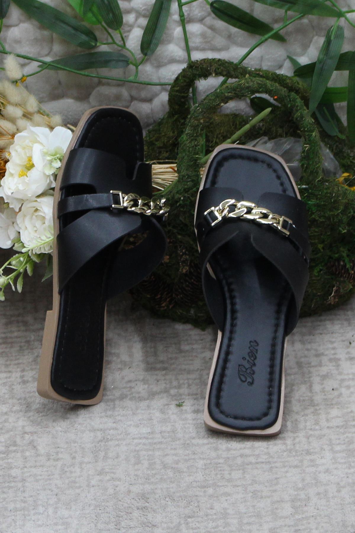 3565 Siyah Zarif Şık Günlük Terlik Ev Terliği Kadın Terlik - Görsel 6