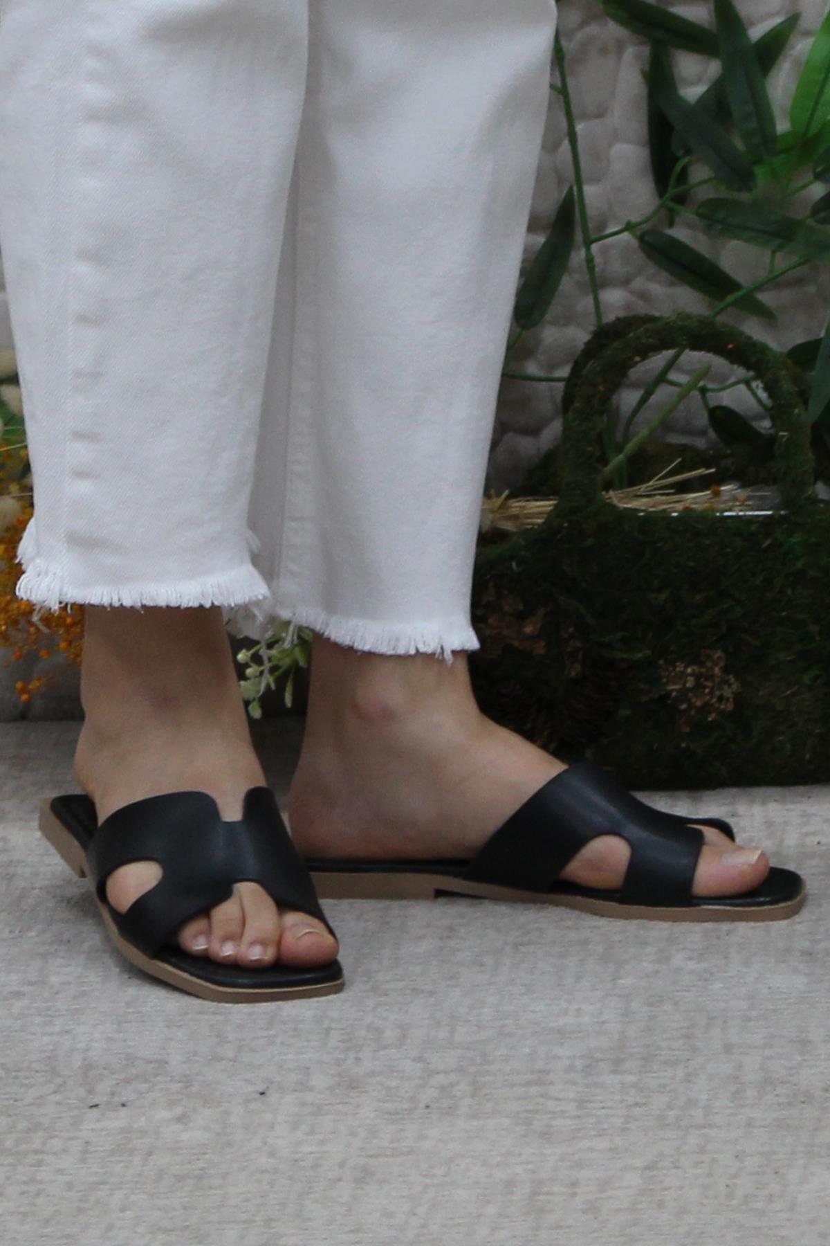 3563 Siyah Zarif Şık Günlük Terlik Ev Terliği Kadın Terlik - Görsel 3
