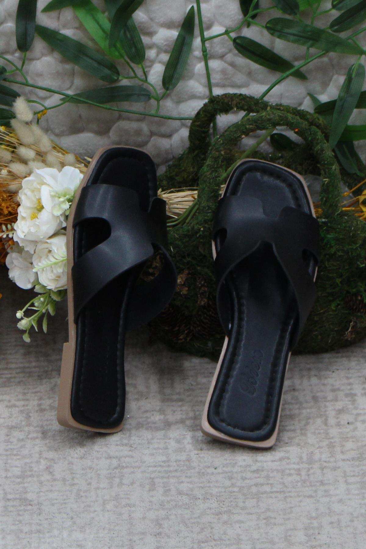 3563 Siyah Zarif Şık Günlük Terlik Ev Terliği Kadın Terlik - Görsel 6