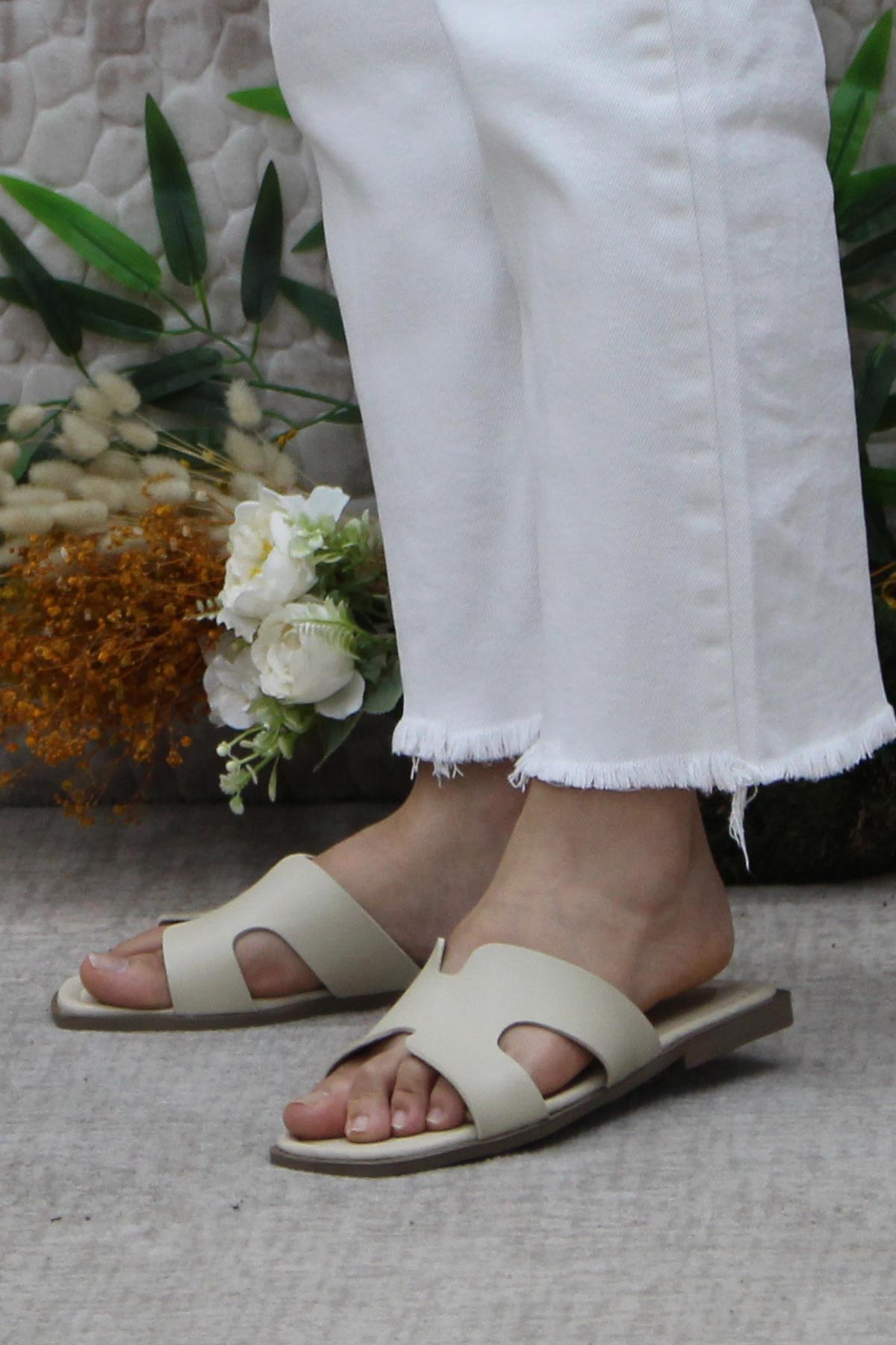 3563 Ten Zarif Şık Günlük Terlik Ev Terliği Kadın Terlik - Görsel 4