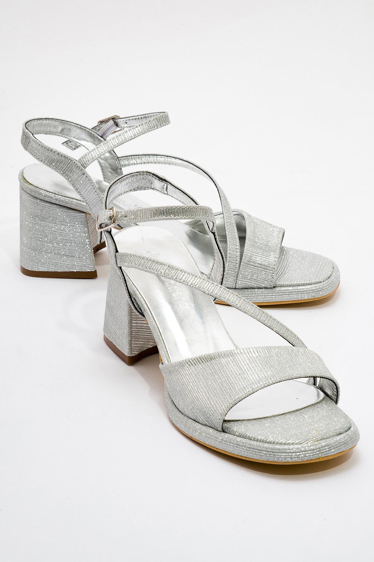 Kadın Simli Topuklu Ayakkabı GÜMÜŞ SİM - Görsel 2