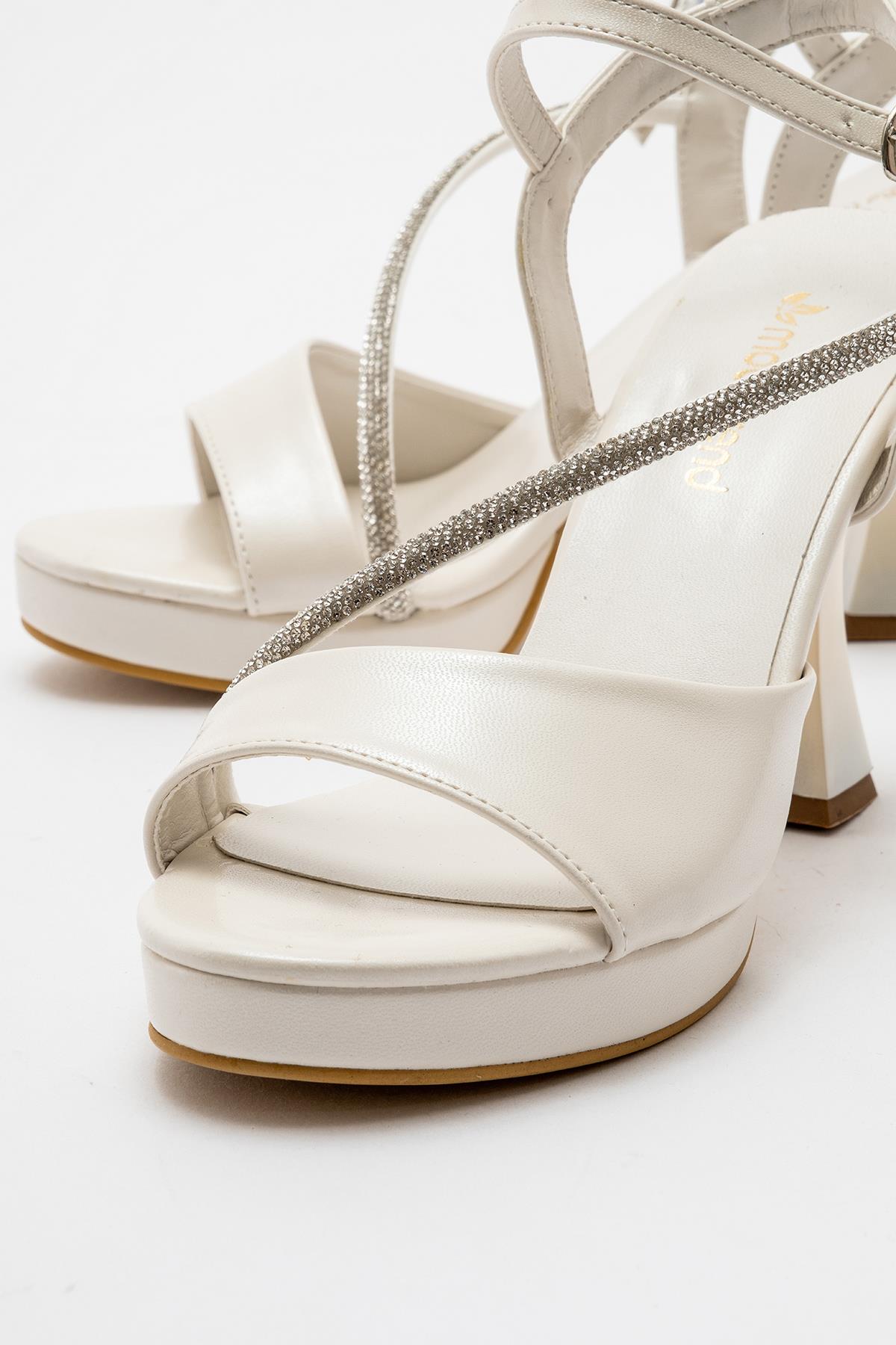 Kadın Taşlı Platform Topuklu Ayakkabı SEDEF CİLT - Görsel 6