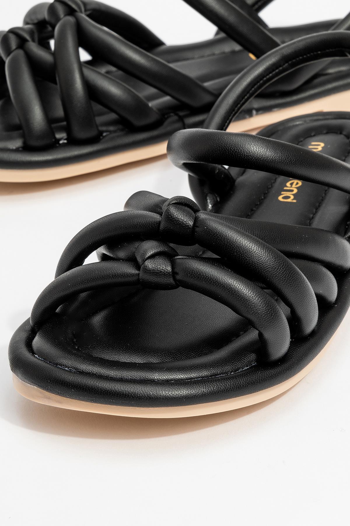 Tek Biyeli Boğumlu Kadın Sandalet SİYAH - Görsel 4