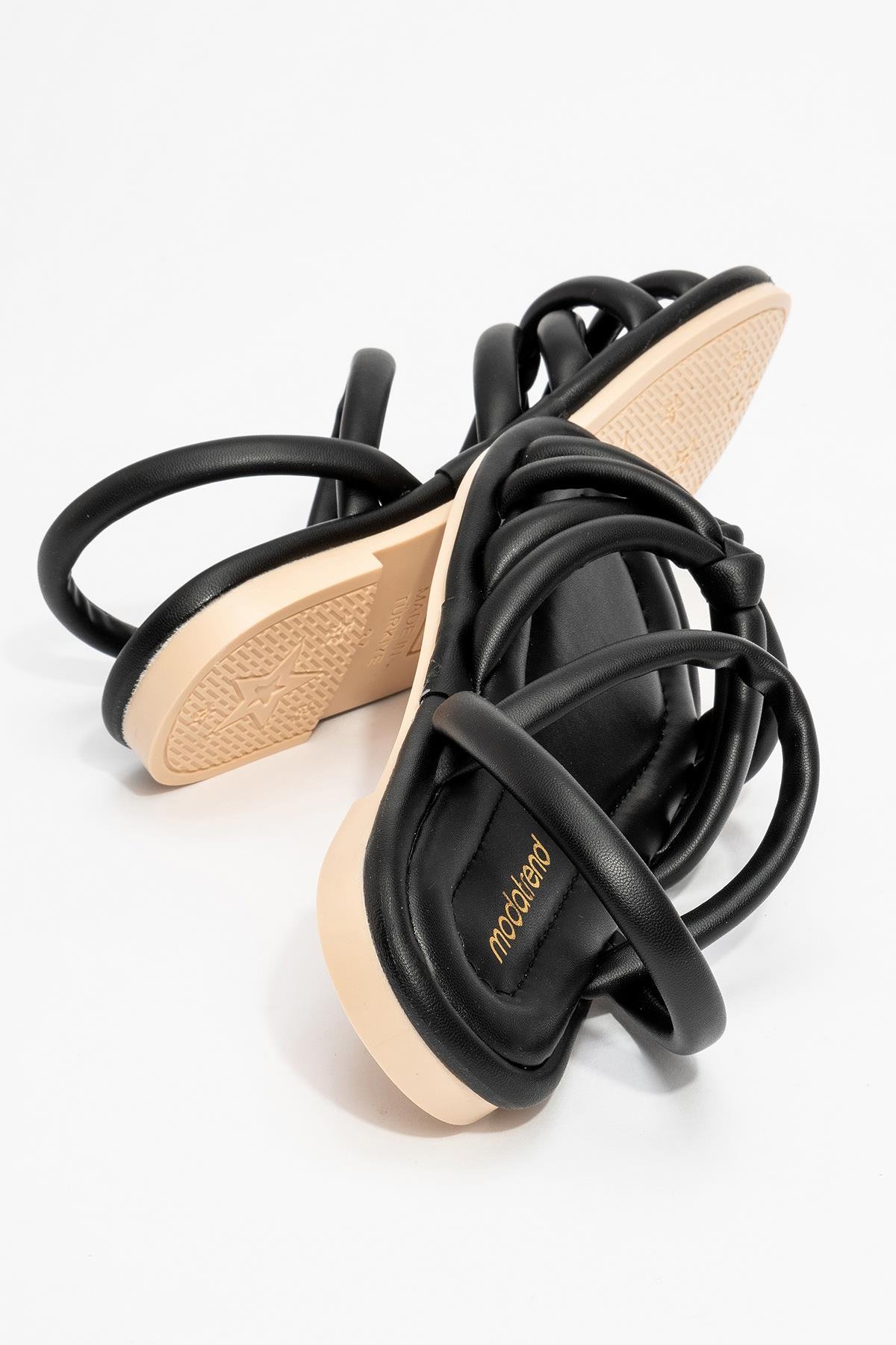 Tek Biyeli Boğumlu Kadın Sandalet SİYAH - Görsel 5