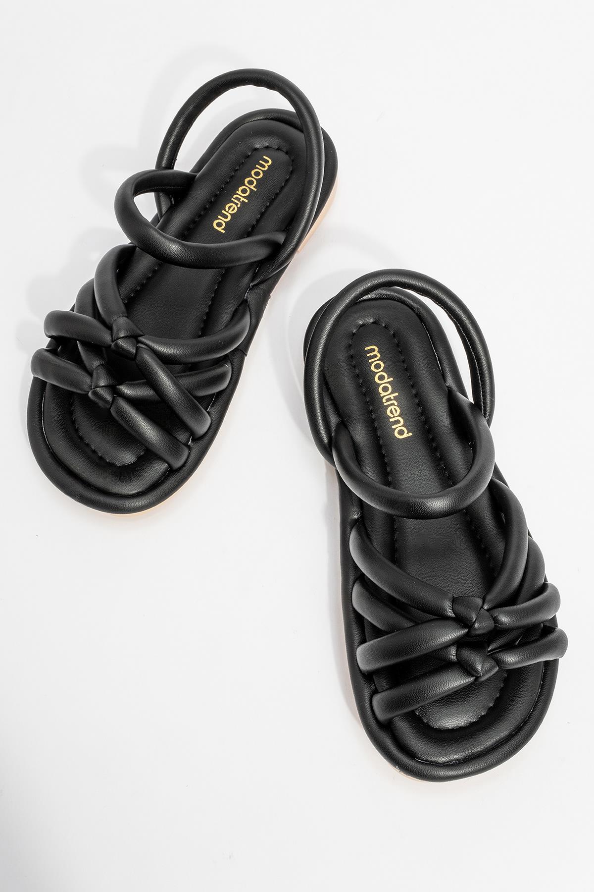 Tek Biyeli Boğumlu Kadın Sandalet SİYAH - Görsel 6