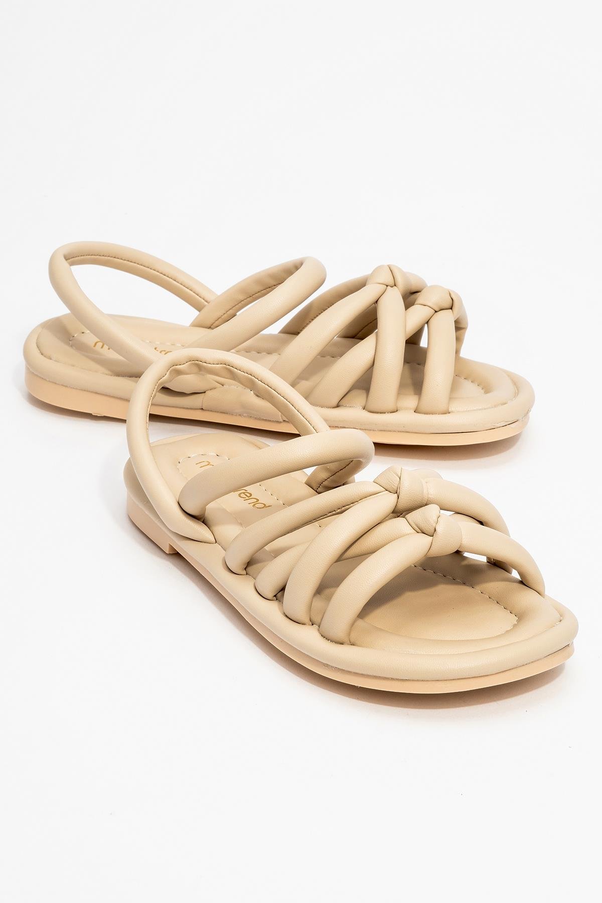Tek Biyeli Boğumlu Kadın Sandalet BEJ - Görsel 2