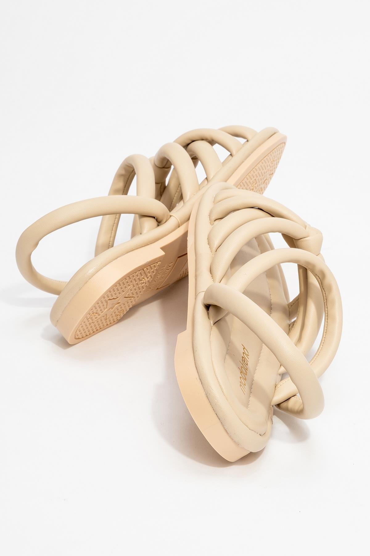 Tek Biyeli Boğumlu Kadın Sandalet BEJ - Görsel 5