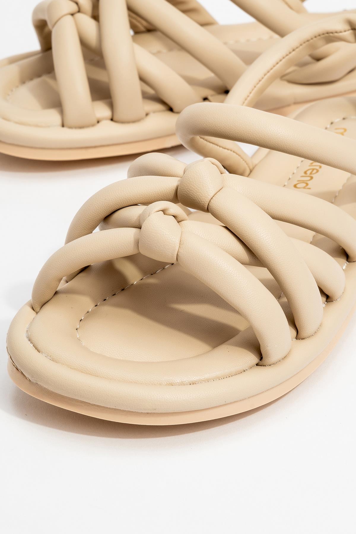 Tek Biyeli Boğumlu Kadın Sandalet BEJ - Görsel 6