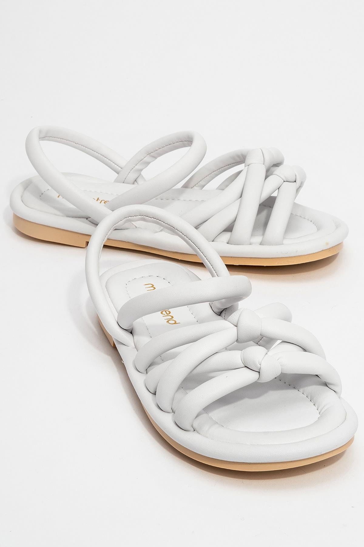Tek Biyeli Boğumlu Kadın Sandalet BEYAZ - Görsel 2