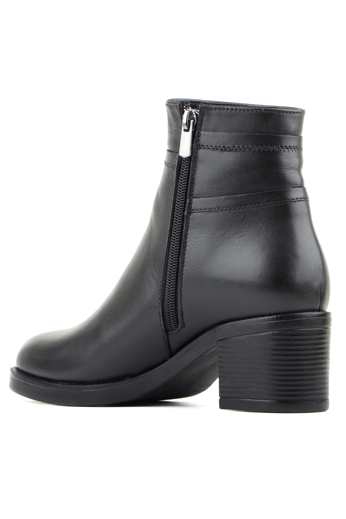 54063 Hakiki Deri Fermuarlı Topuklu Kadın Bot - Görsel 6