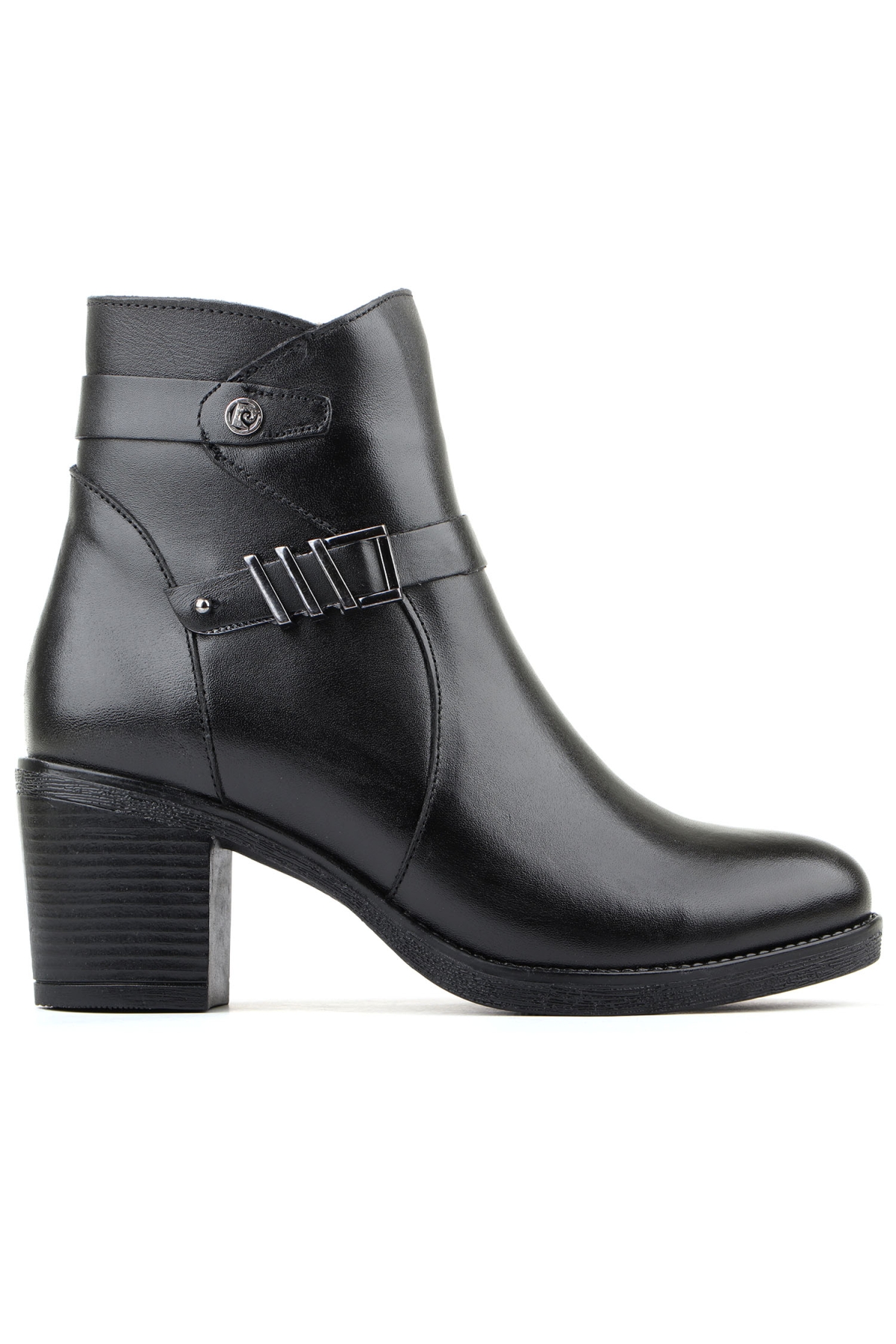 54067 Hakiki Deri Fermuarlı Topuklu Kadın Bot - Görsel 2