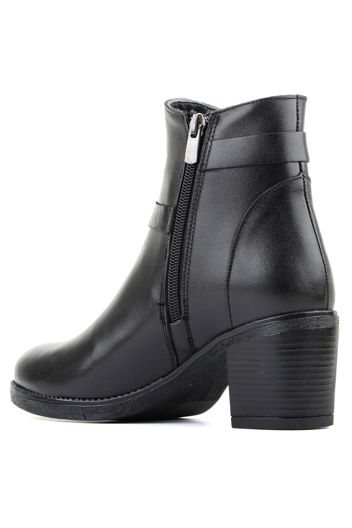 54067 Hakiki Deri Fermuarlı Topuklu Kadın Bot - Görsel 6