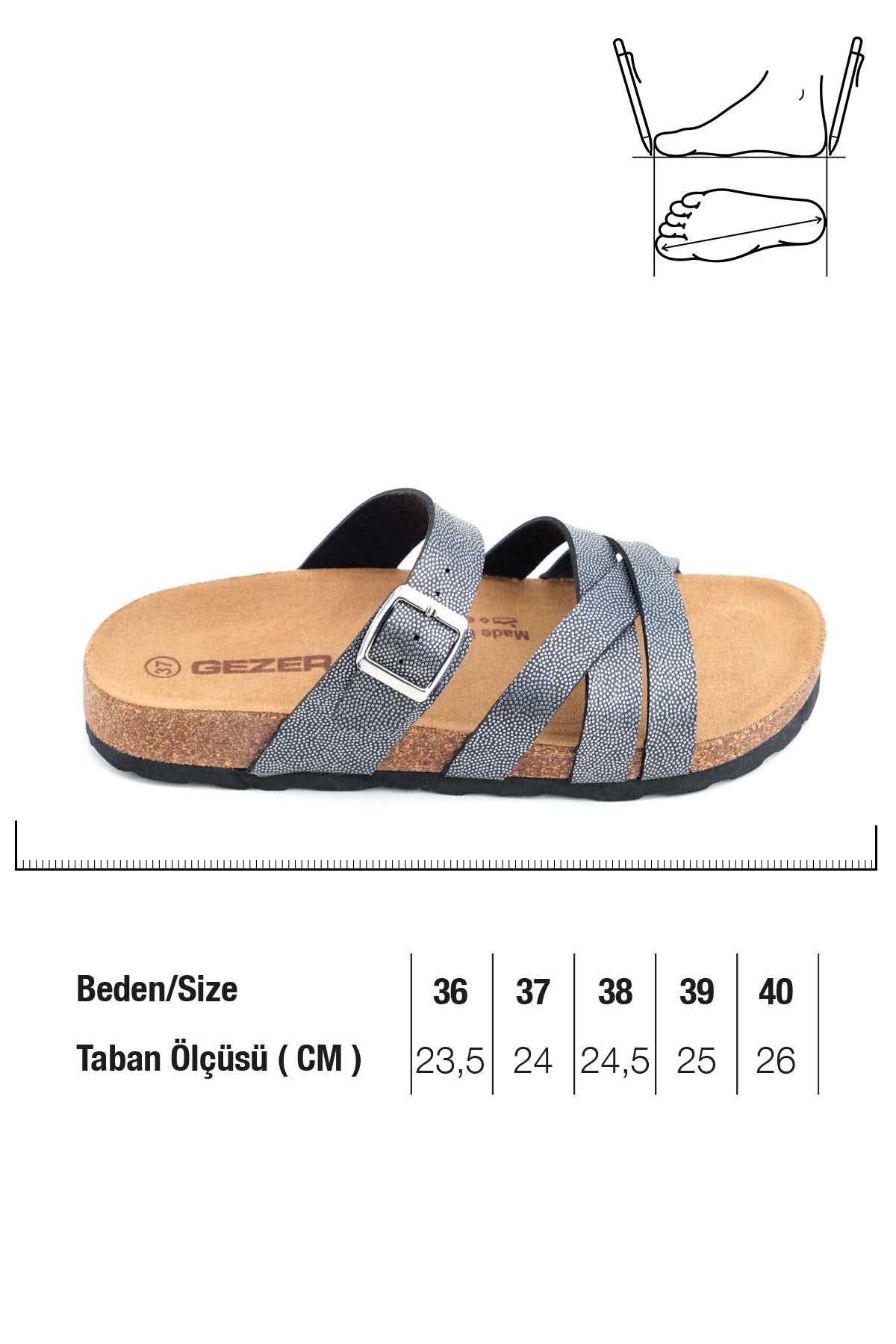 Kadın Yazlık Suni Deri Tek Toka Ayarlanabilir Mantar Taban Günlük Terlik - Görsel 3