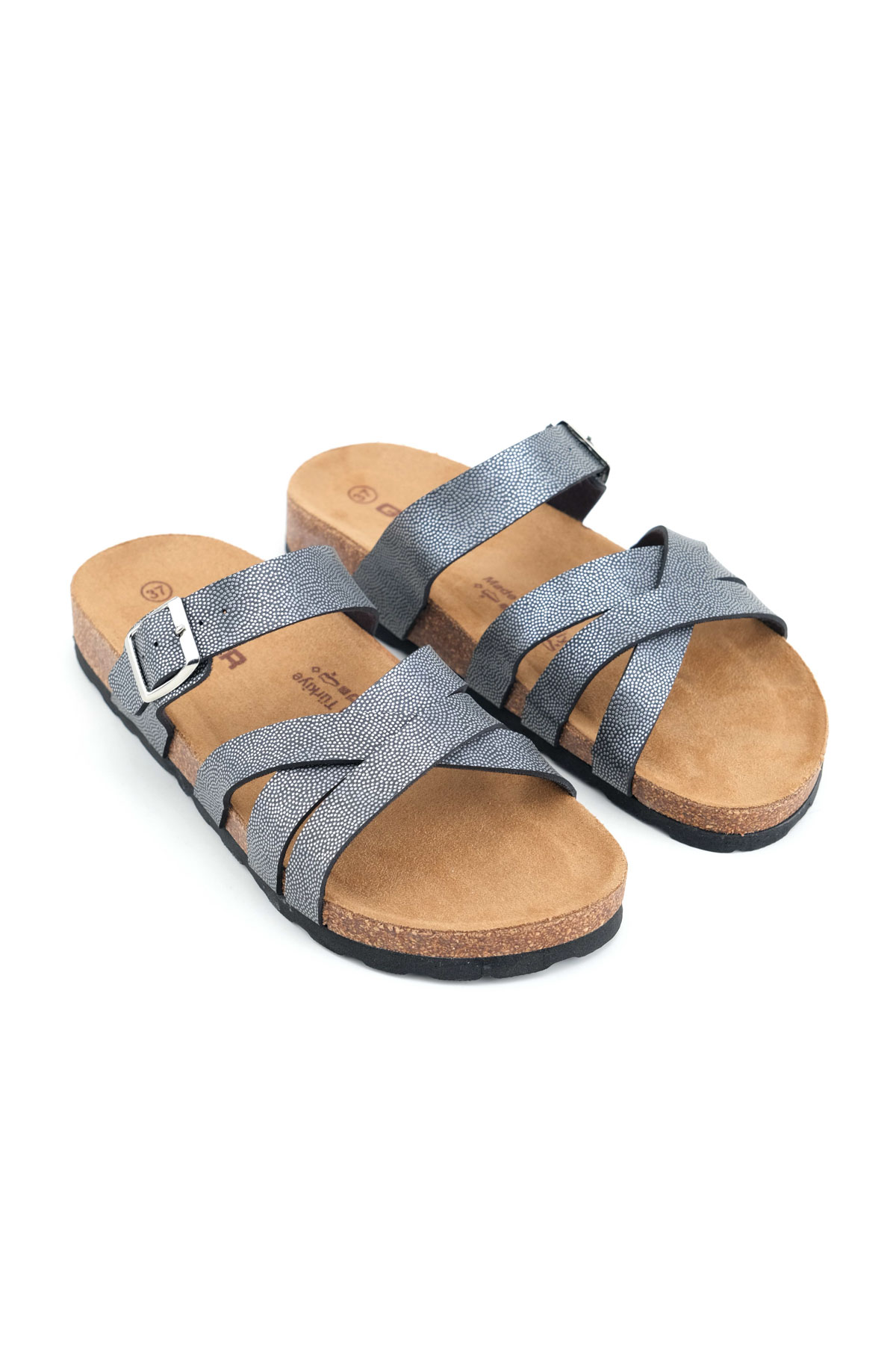 Kadın Yazlık Suni Deri Tek Toka Ayarlanabilir Mantar Taban Günlük Terlik - Görsel 4