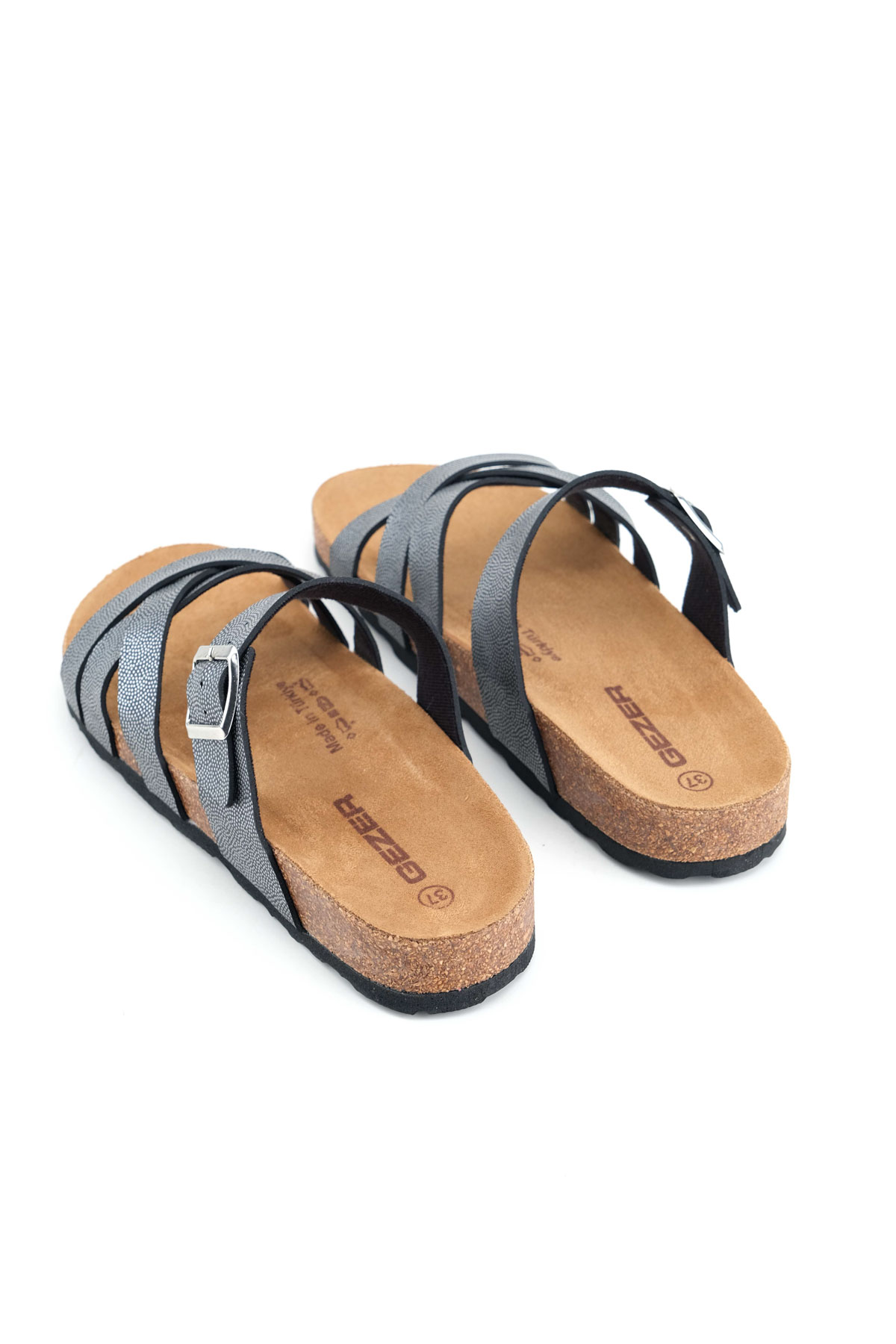 Kadın Yazlık Suni Deri Tek Toka Ayarlanabilir Mantar Taban Günlük Terlik - Görsel 5