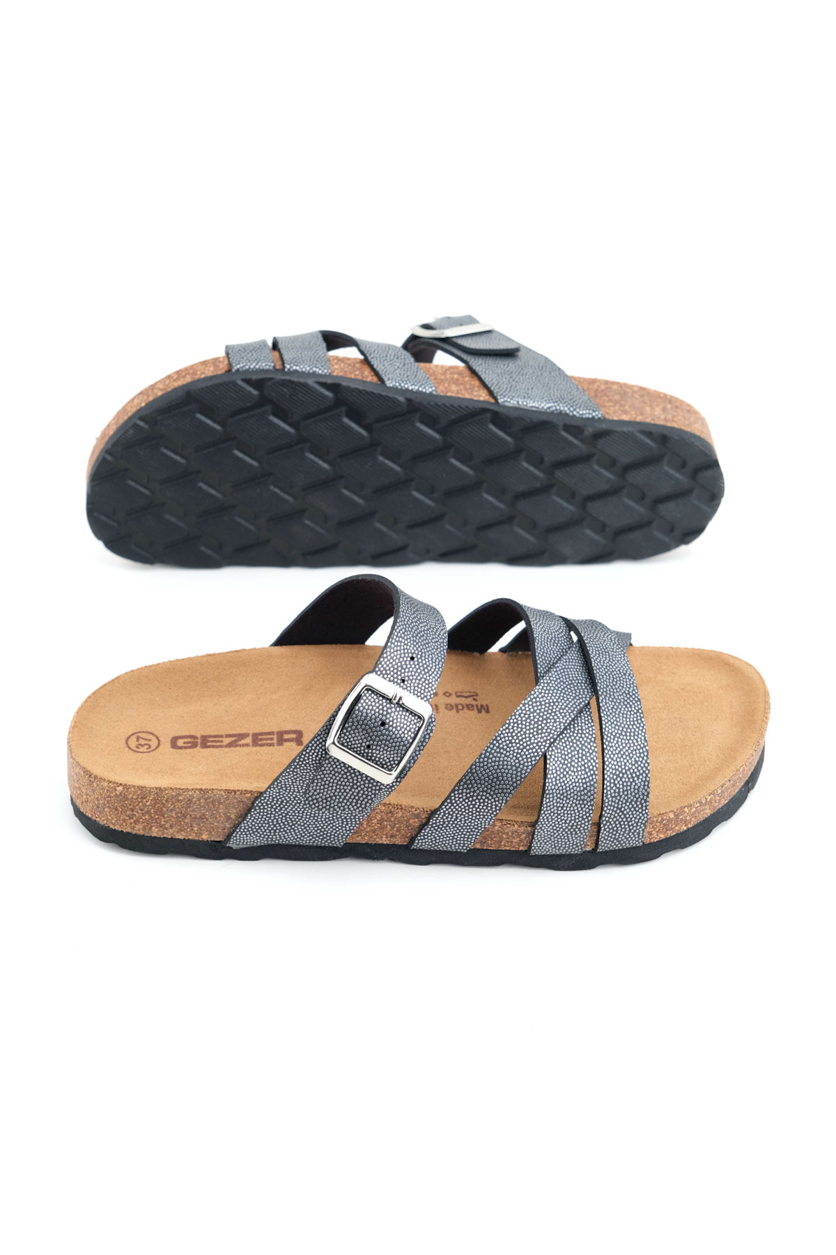 Kadın Yazlık Suni Deri Tek Toka Ayarlanabilir Mantar Taban Günlük Terlik - Görsel 6