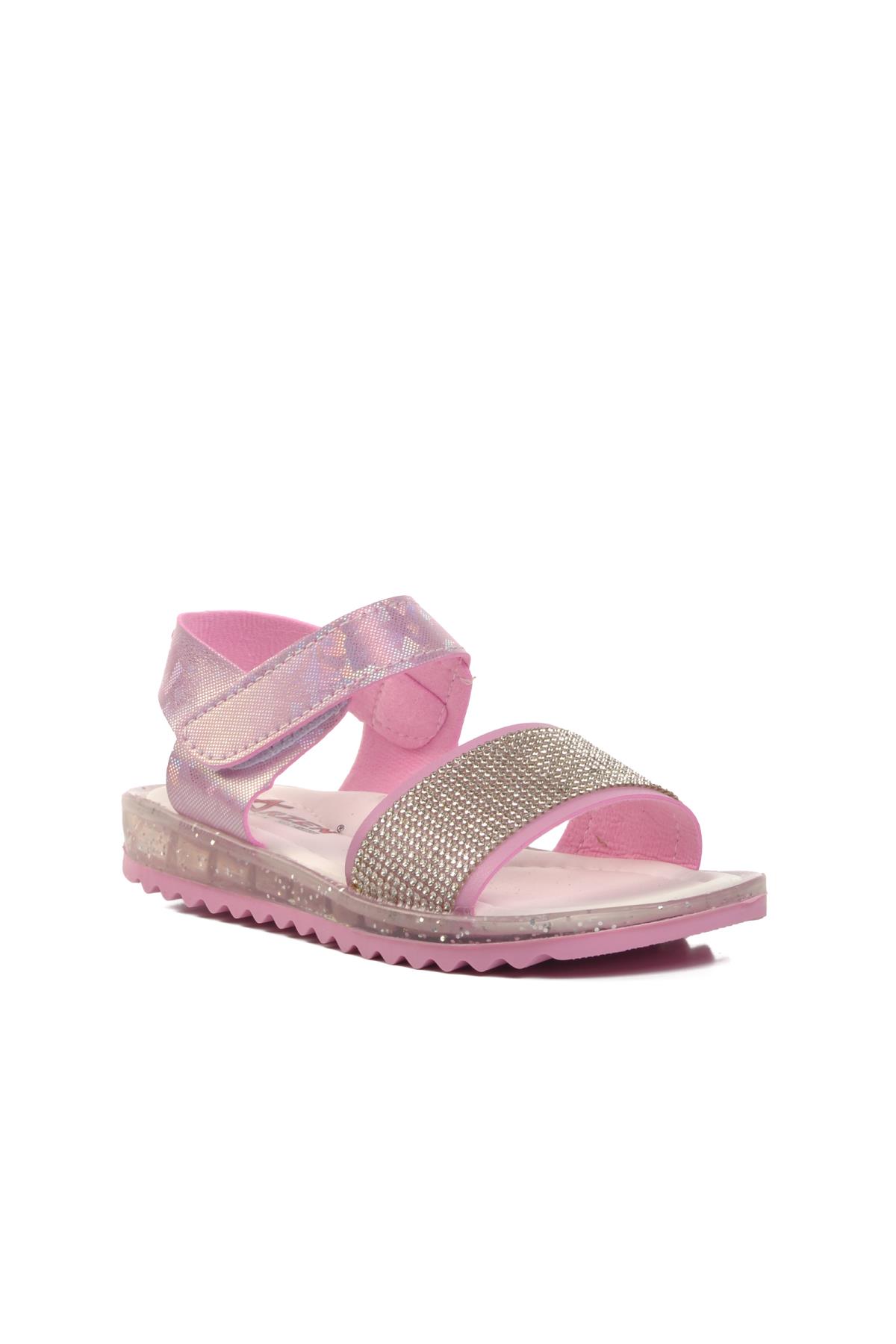 24-408-P Pembe Simli Çocuk Sandalet - Görsel 3