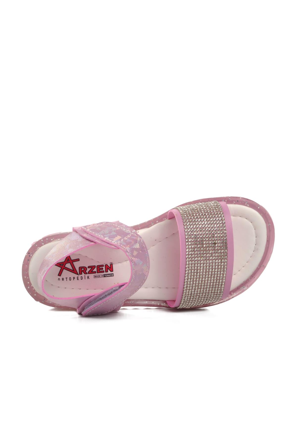 24-408-P Pembe Simli Çocuk Sandalet - Görsel 5