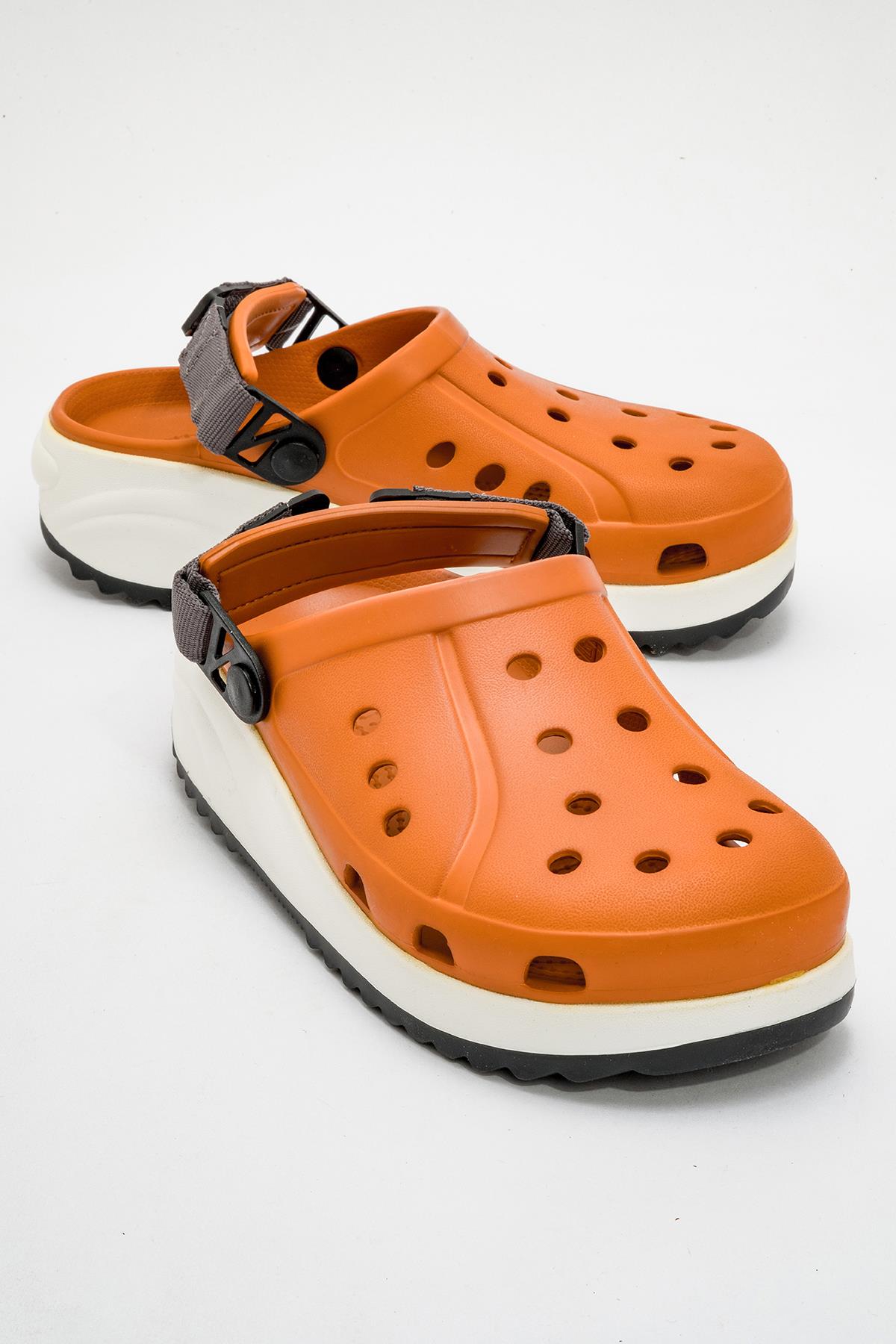 Kadın Cırtlı Sabo Terlik ORANJ BEYAZ SİYAH - Görsel 2