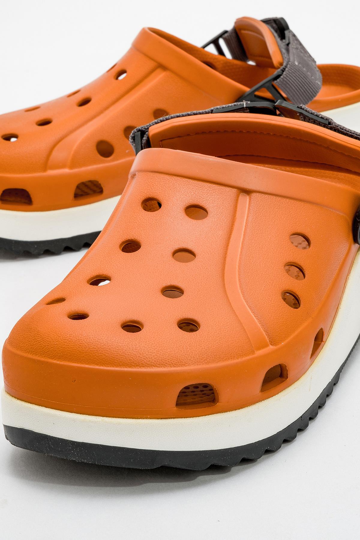Kadın Cırtlı Sabo Terlik ORANJ BEYAZ SİYAH - Görsel 4