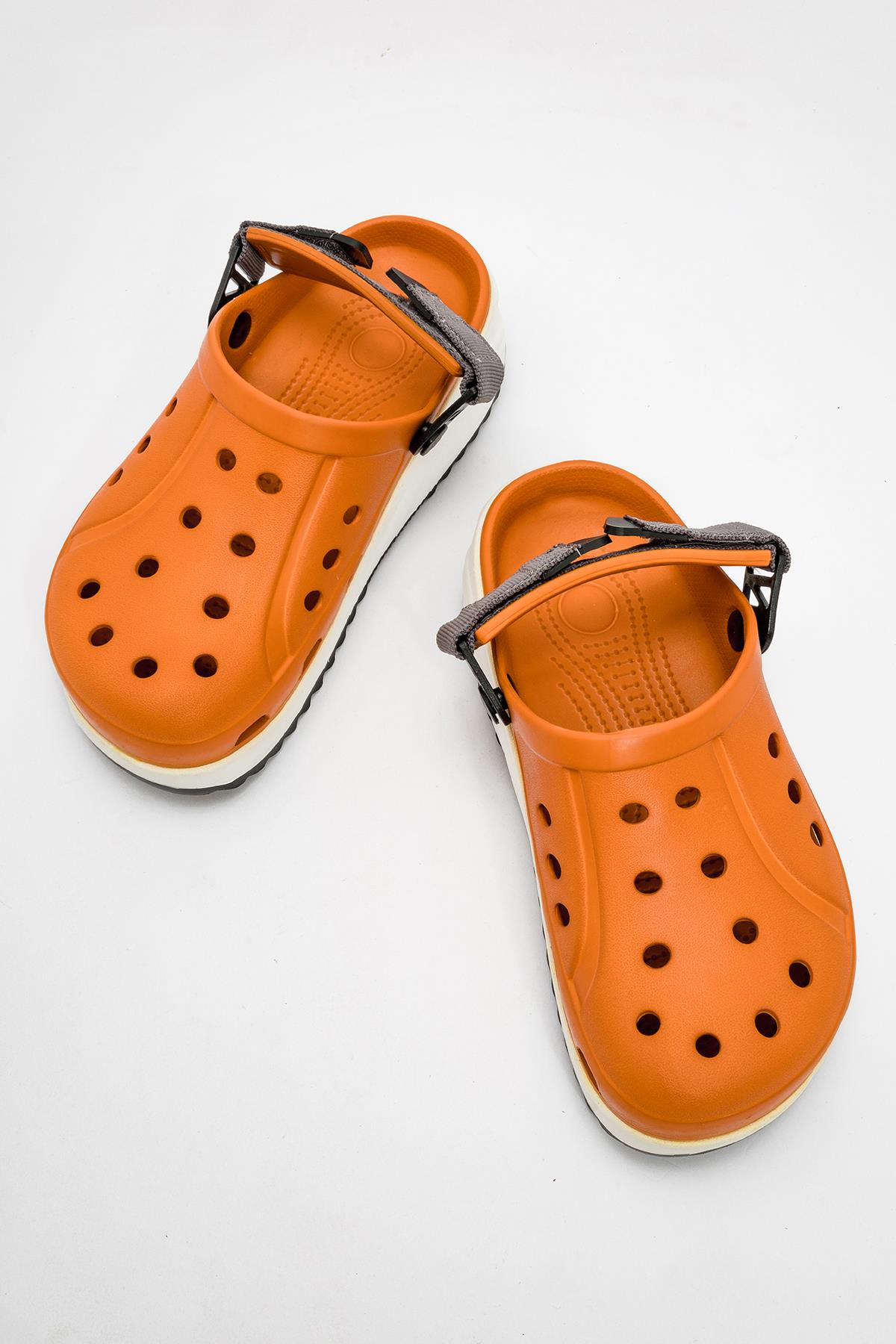 Kadın Cırtlı Sabo Terlik ORANJ BEYAZ SİYAH - Görsel 6