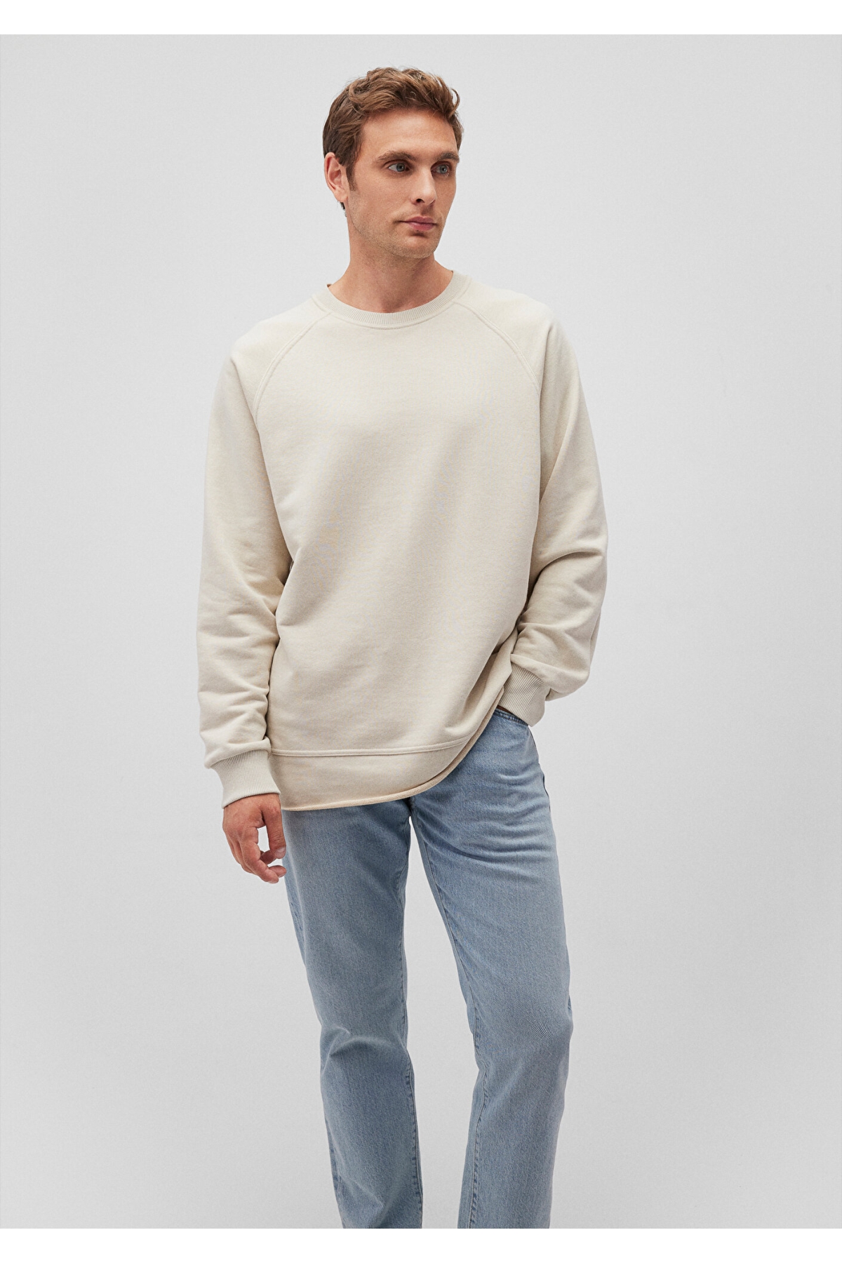 Bisiklet Yaka Bej Sweatshirt