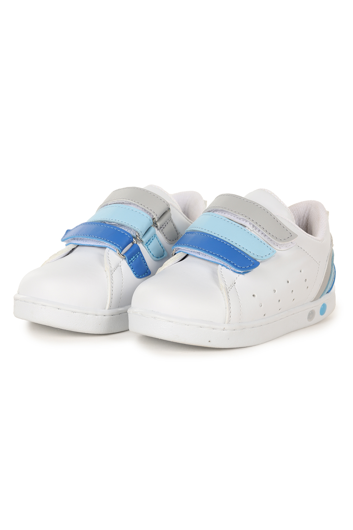 Lunce Cırtlı Işıklı Erkek Bebek Spor Ayakkabı Beyaz - Mavi - Görsel 4