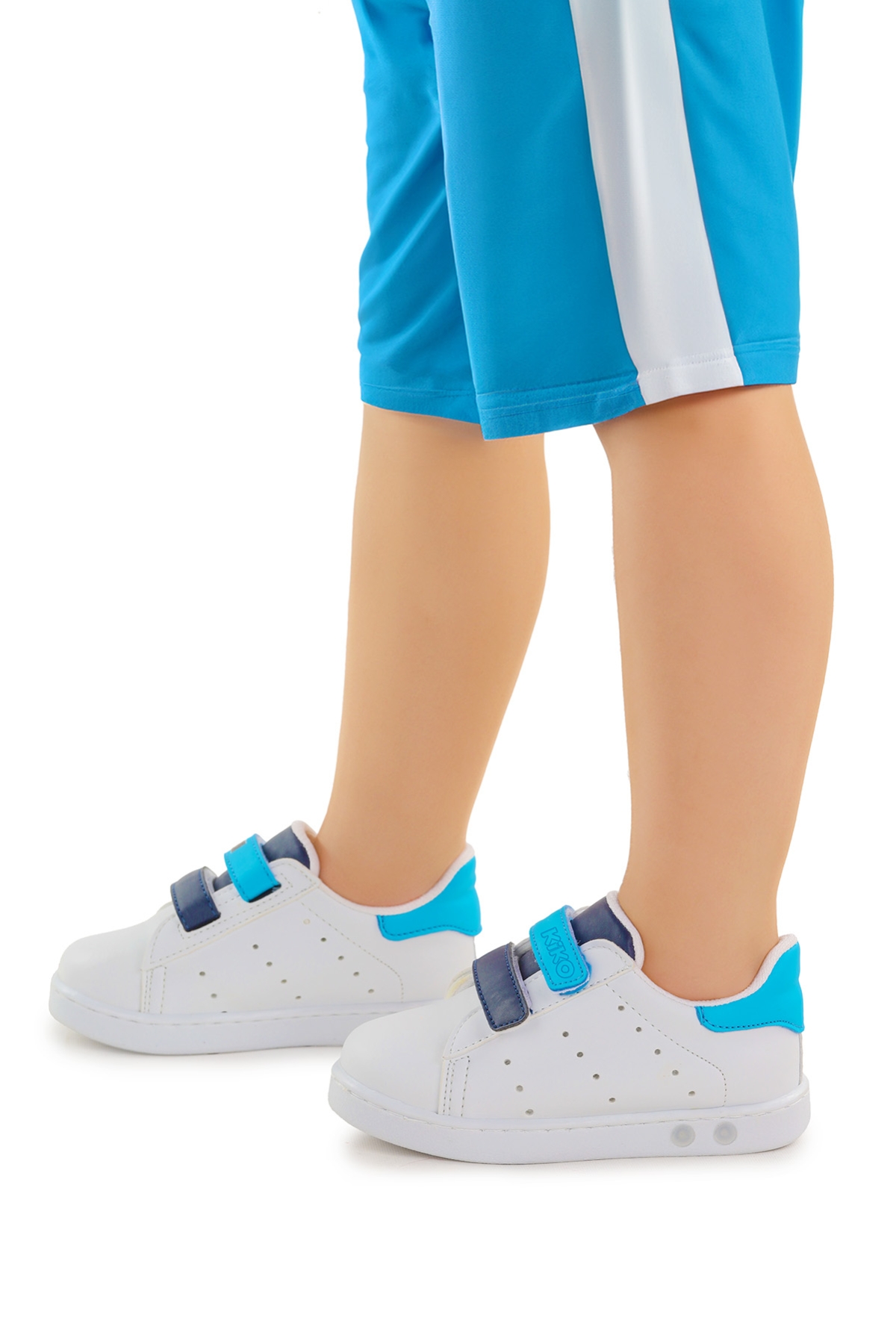 Royzo Cırtlı Işıklı Erkek Bebek Spor Ayakkabı Beyaz - Mavi - Lacivert - Görsel 3