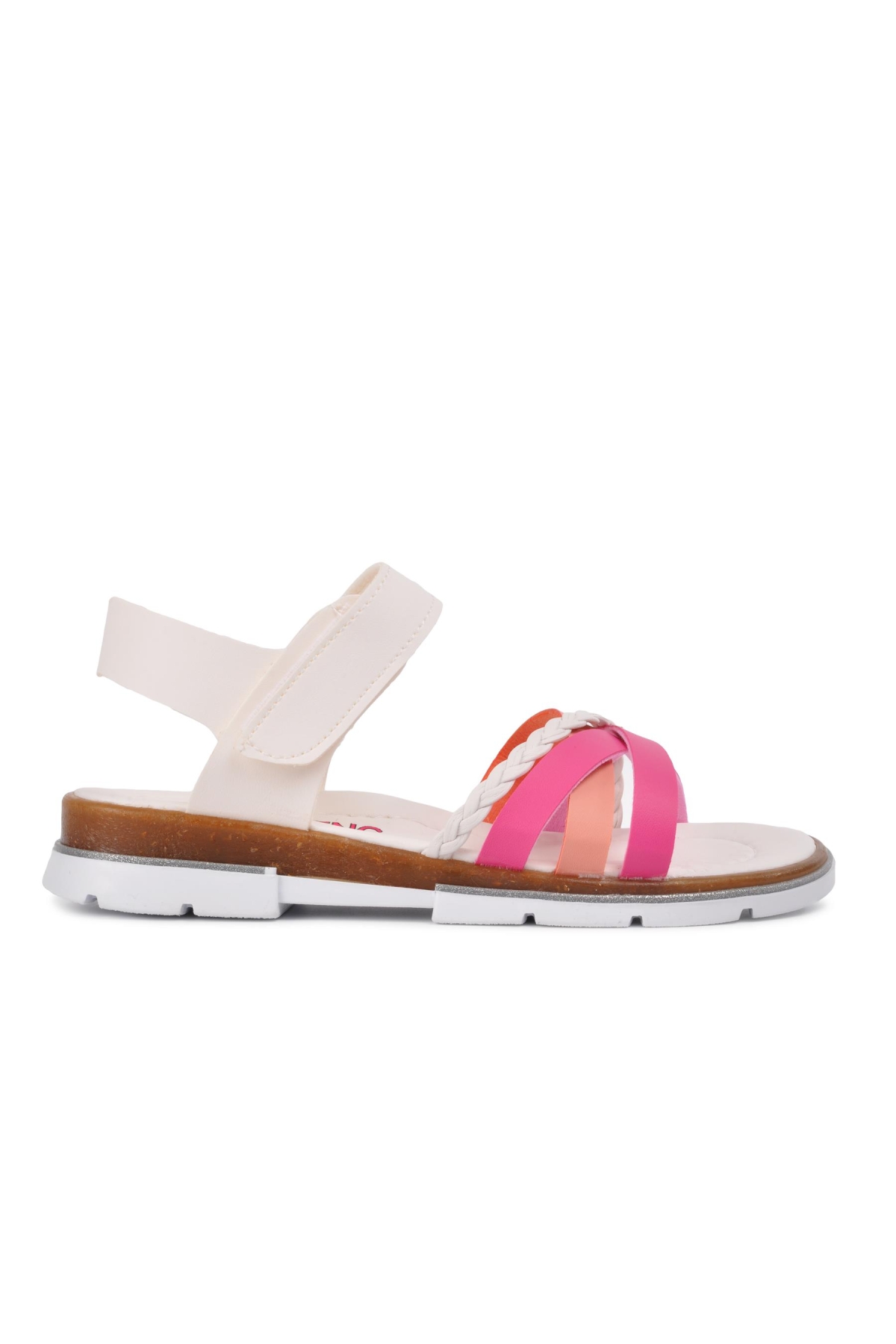 001 Beyaz-Pembe Çocuk Sandalet - Görsel 2