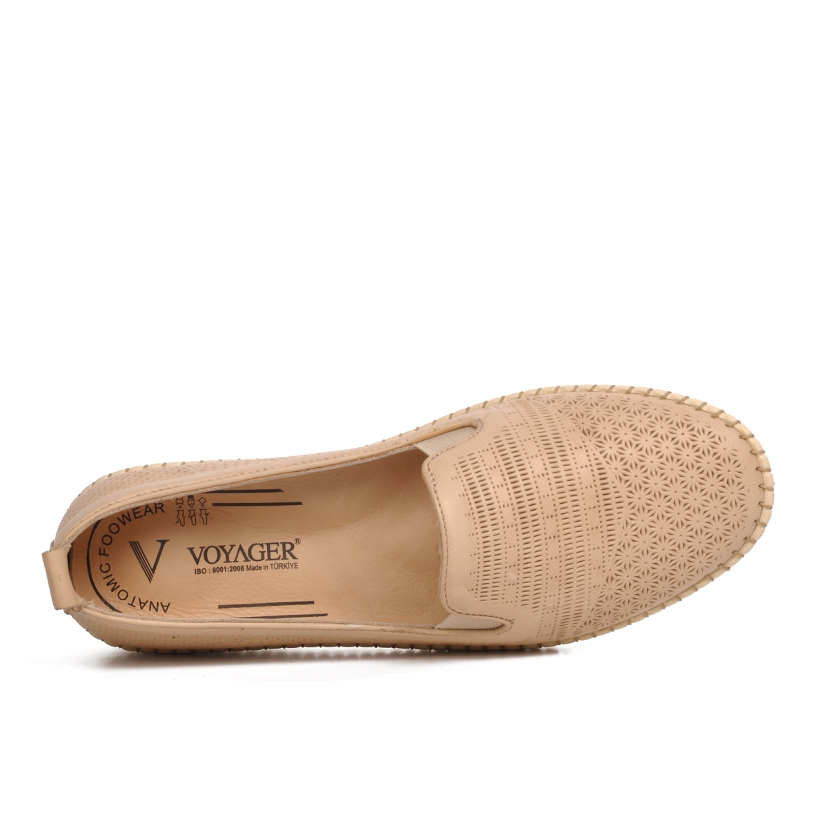 7232 Bej Kadın Hakiki Deri Günlük Ayakkabı - Görsel 9