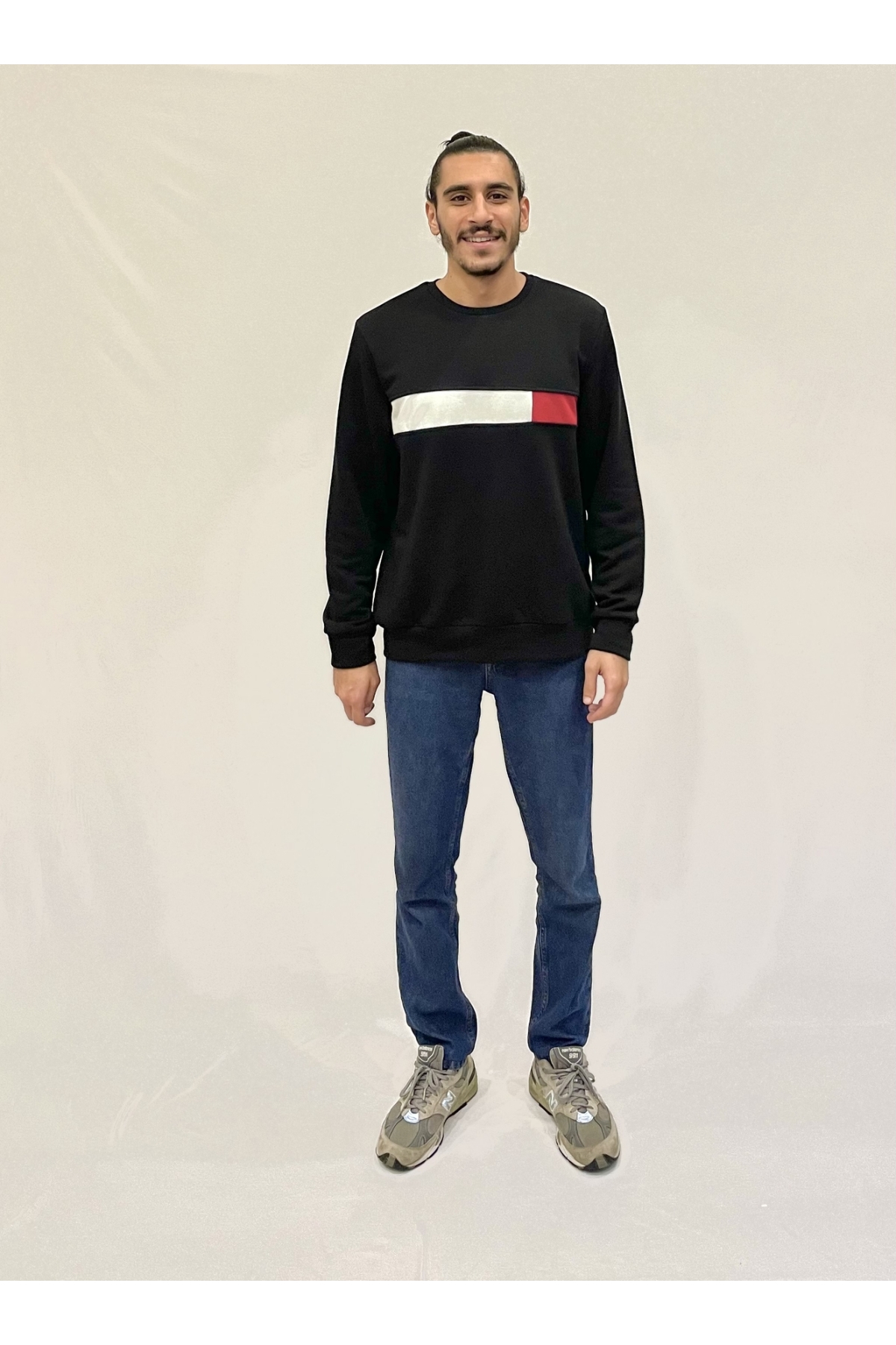 Erkek Bisiklet Yaka Rahat Kalıp 3 iplik Kalın Garnili Sweatshirt SPR24SW35