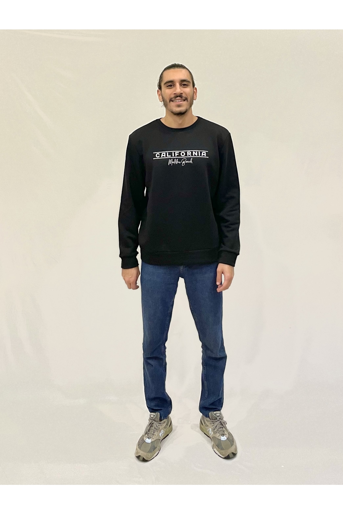 Erkek Bisiklet Yaka Rahat Kalıp 3 iplik Kalın Californıa Baskılı  Sweatshirt SPR24SW32