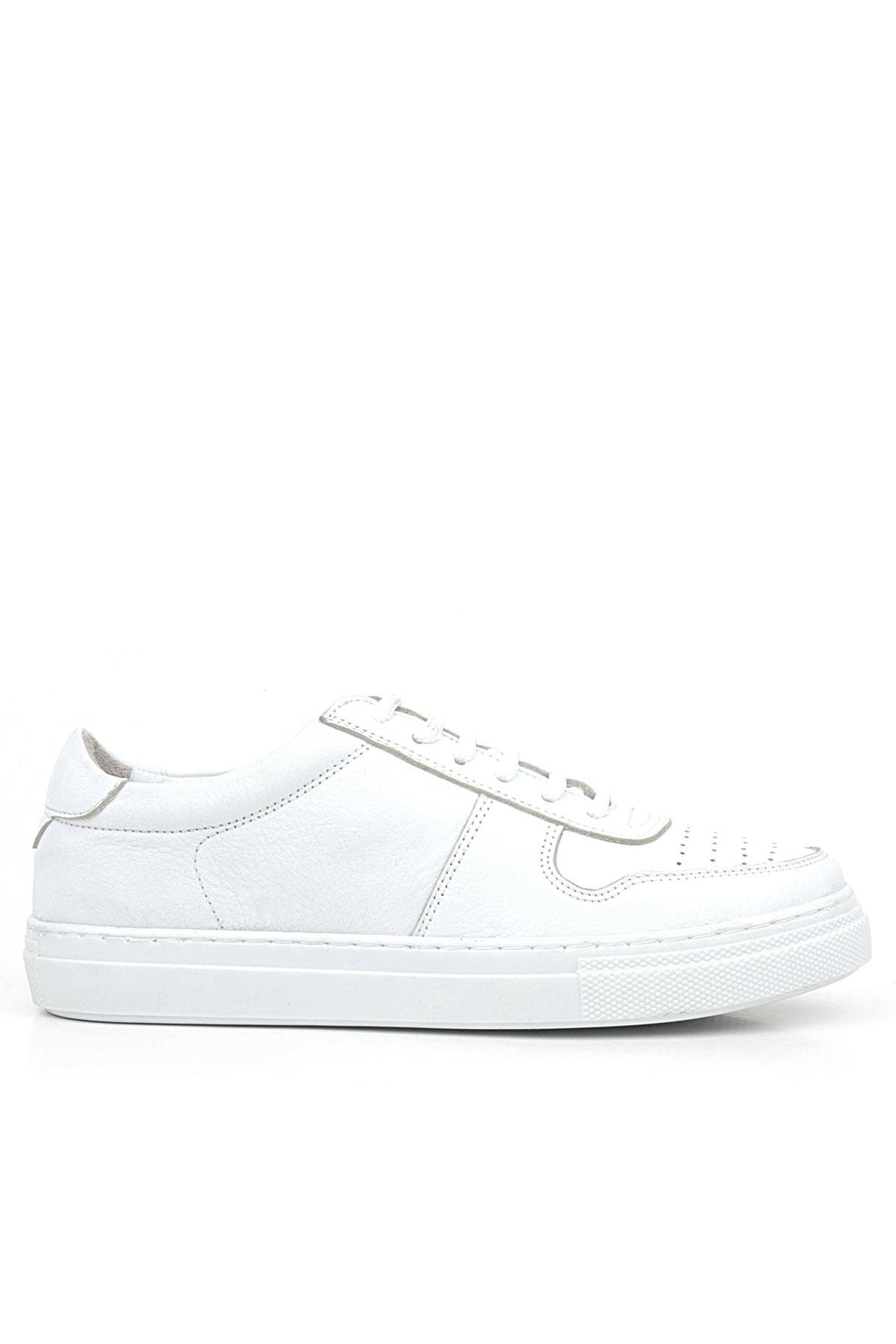 Hakiki Deri Beyaz Günlük Kadın Sneaker Ayakkabı - Görsel 3