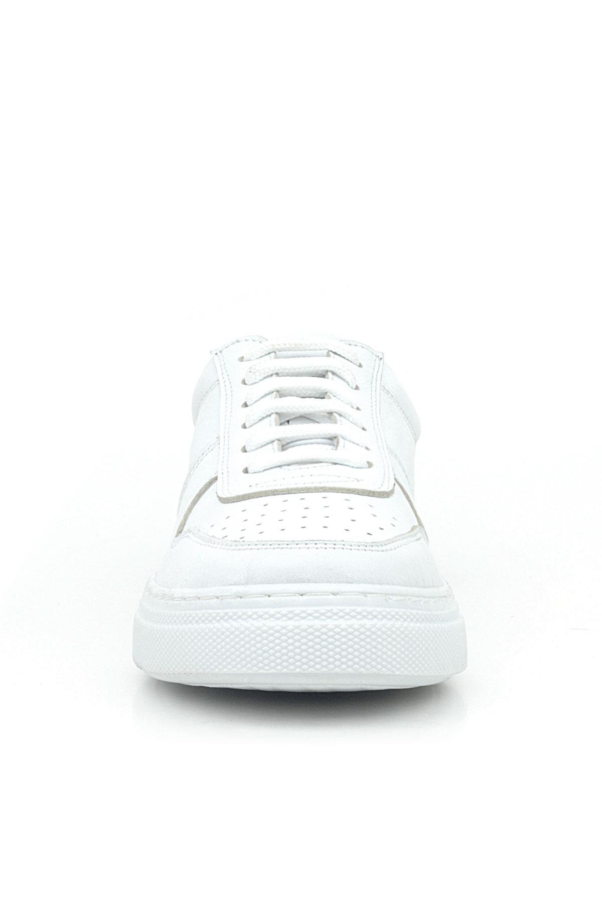 Hakiki Deri Beyaz Günlük Kadın Sneaker Ayakkabı - Görsel 4