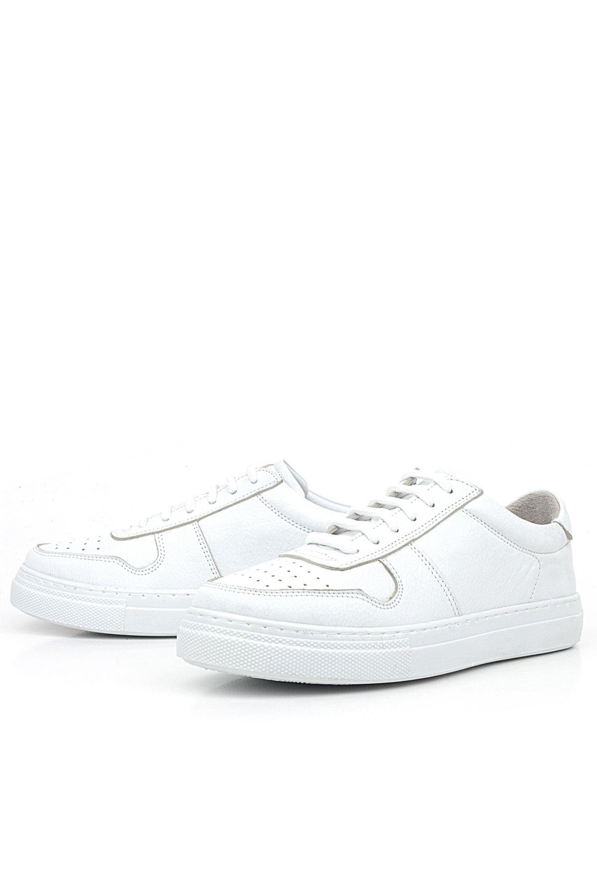 Hakiki Deri Beyaz Günlük Kadın Sneaker Ayakkabı - Görsel 5