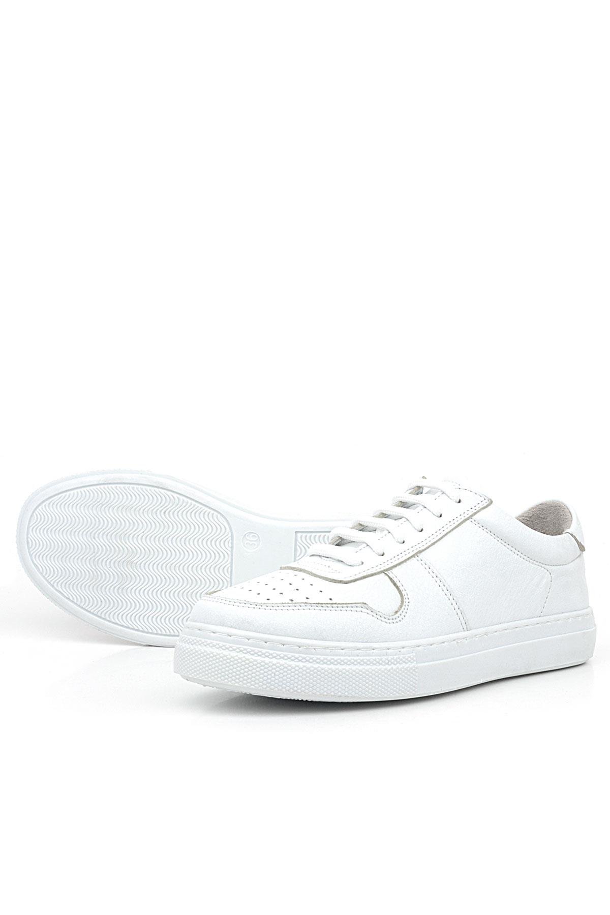 Hakiki Deri Beyaz Günlük Kadın Sneaker Ayakkabı - Görsel 6