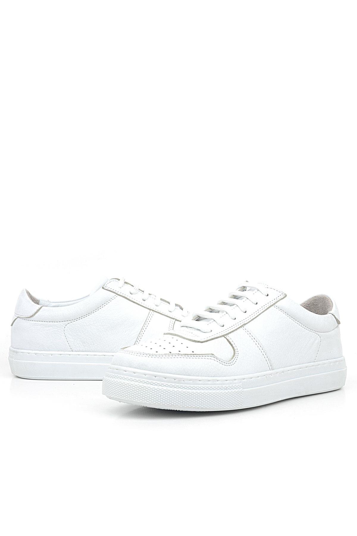 Hakiki Deri Beyaz Günlük Kadın Sneaker Ayakkabı - Görsel 7