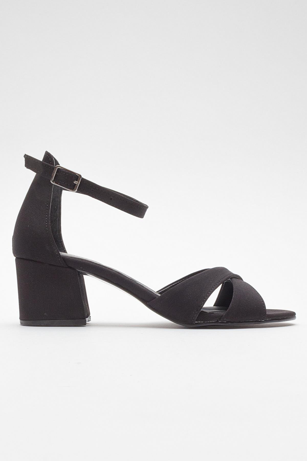 Çapraz Bantlı Kadın Topuklu Sandalet SİYAH ZRA - Görsel 3