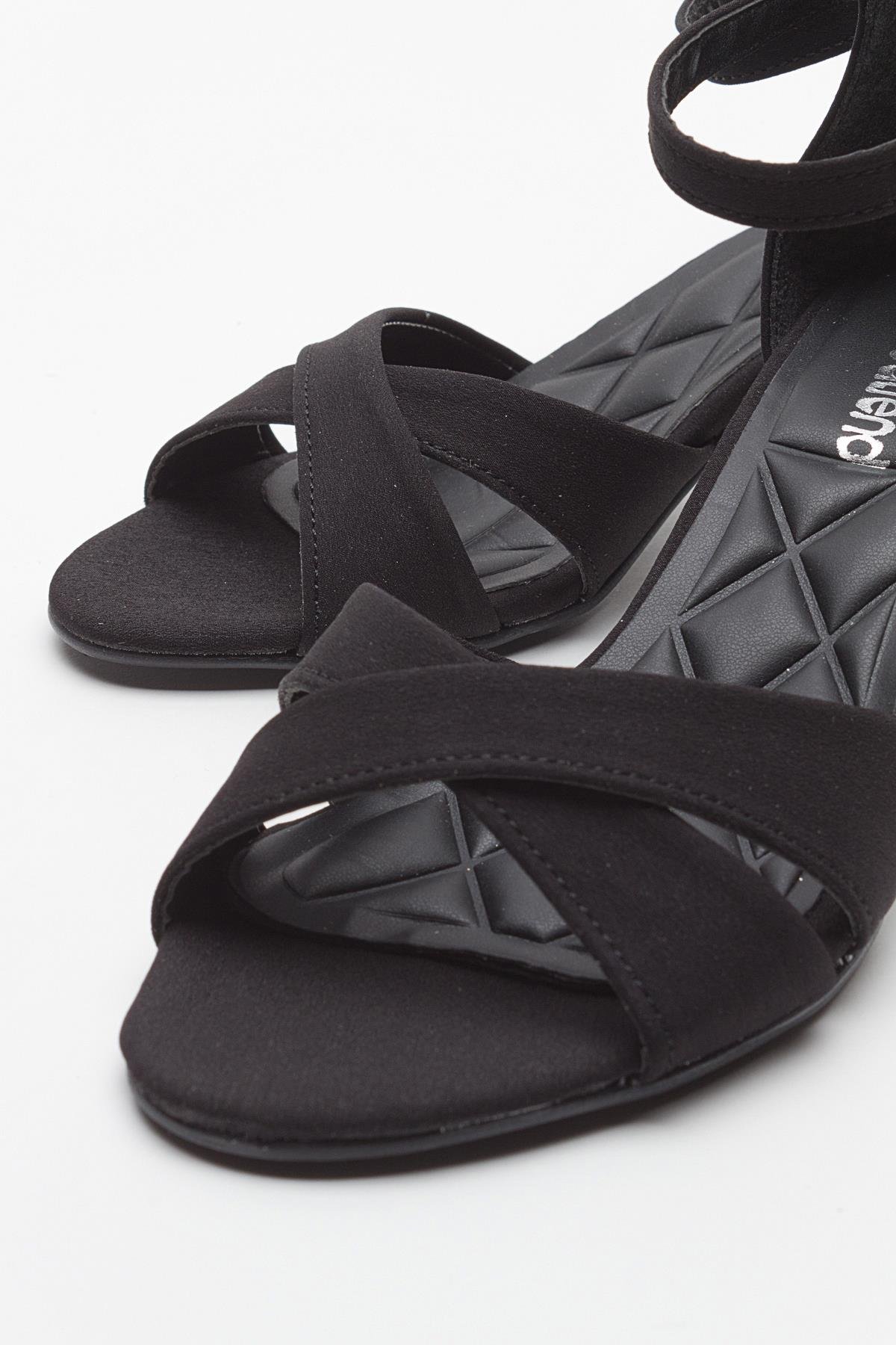 Çapraz Bantlı Kadın Topuklu Sandalet SİYAH ZRA - Görsel 4