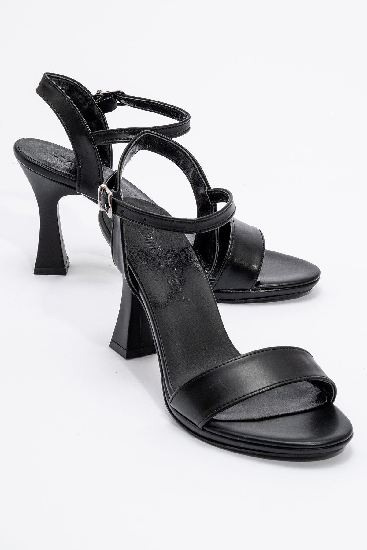 Kadın Tek Bantlı Topuklu Sandalet SİYAH CİLT - Görsel 2