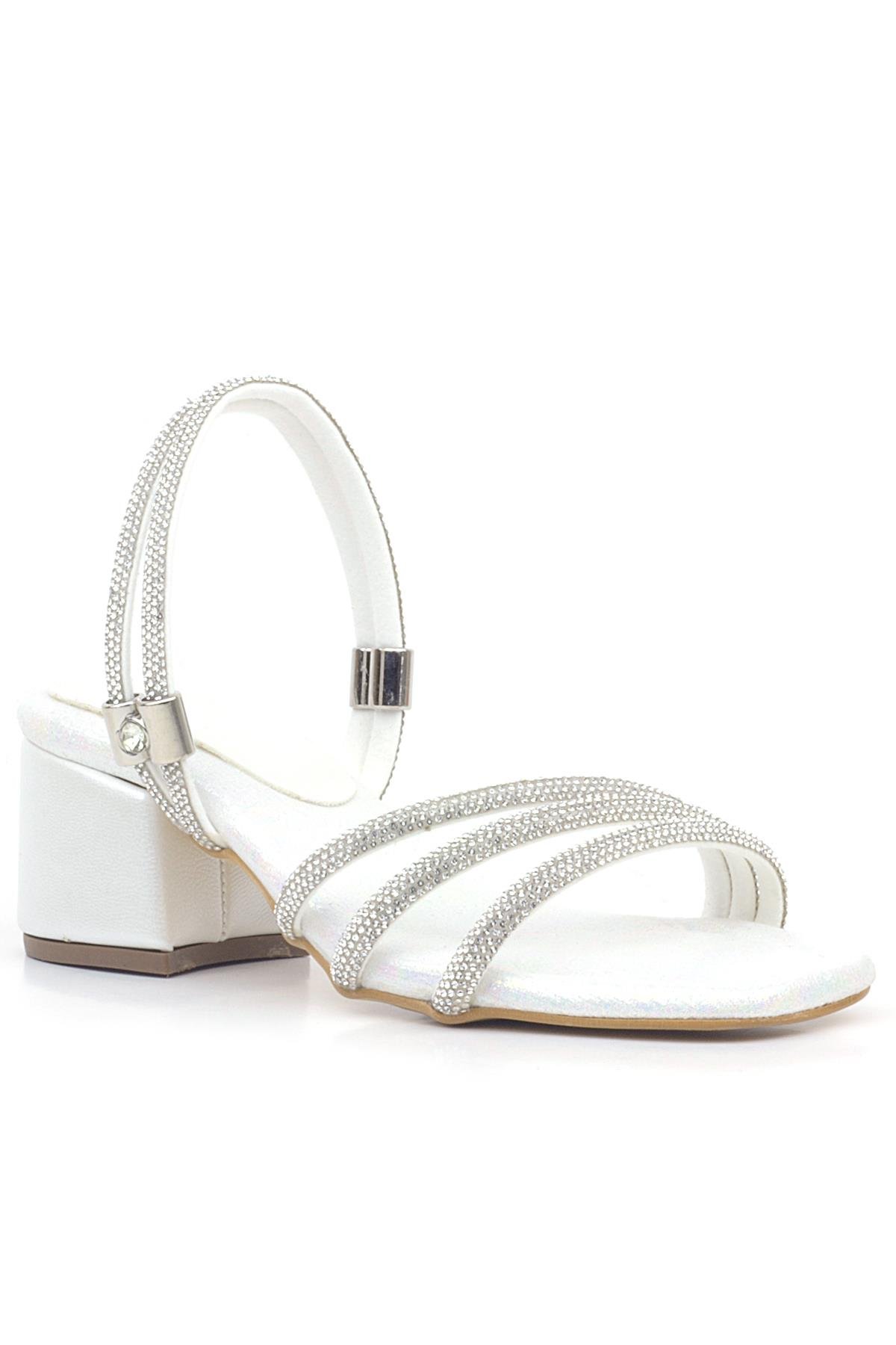 Judy Sedef Taşlı Kız Çocuk Topuklu Terlik Ayakkabı - Görsel 2