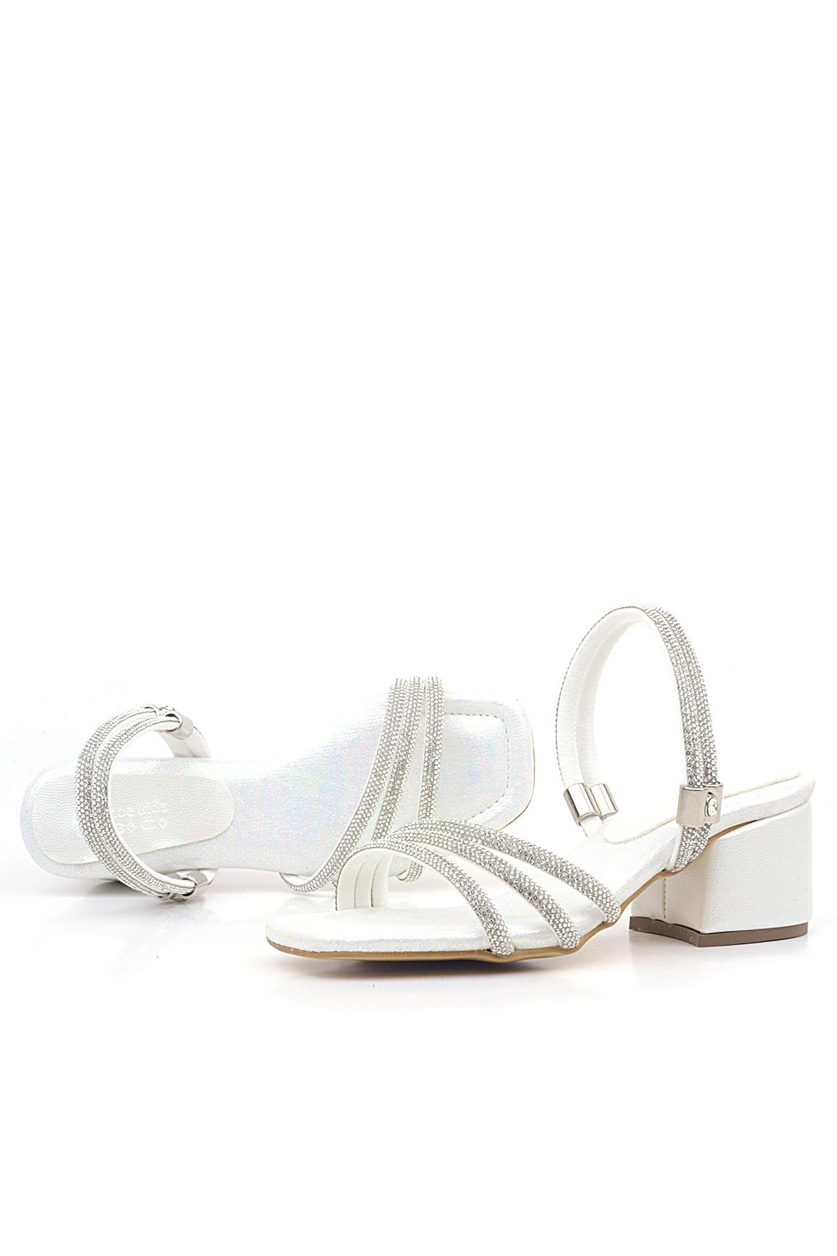 Judy Sedef Taşlı Kız Çocuk Topuklu Terlik Ayakkabı - Görsel 6