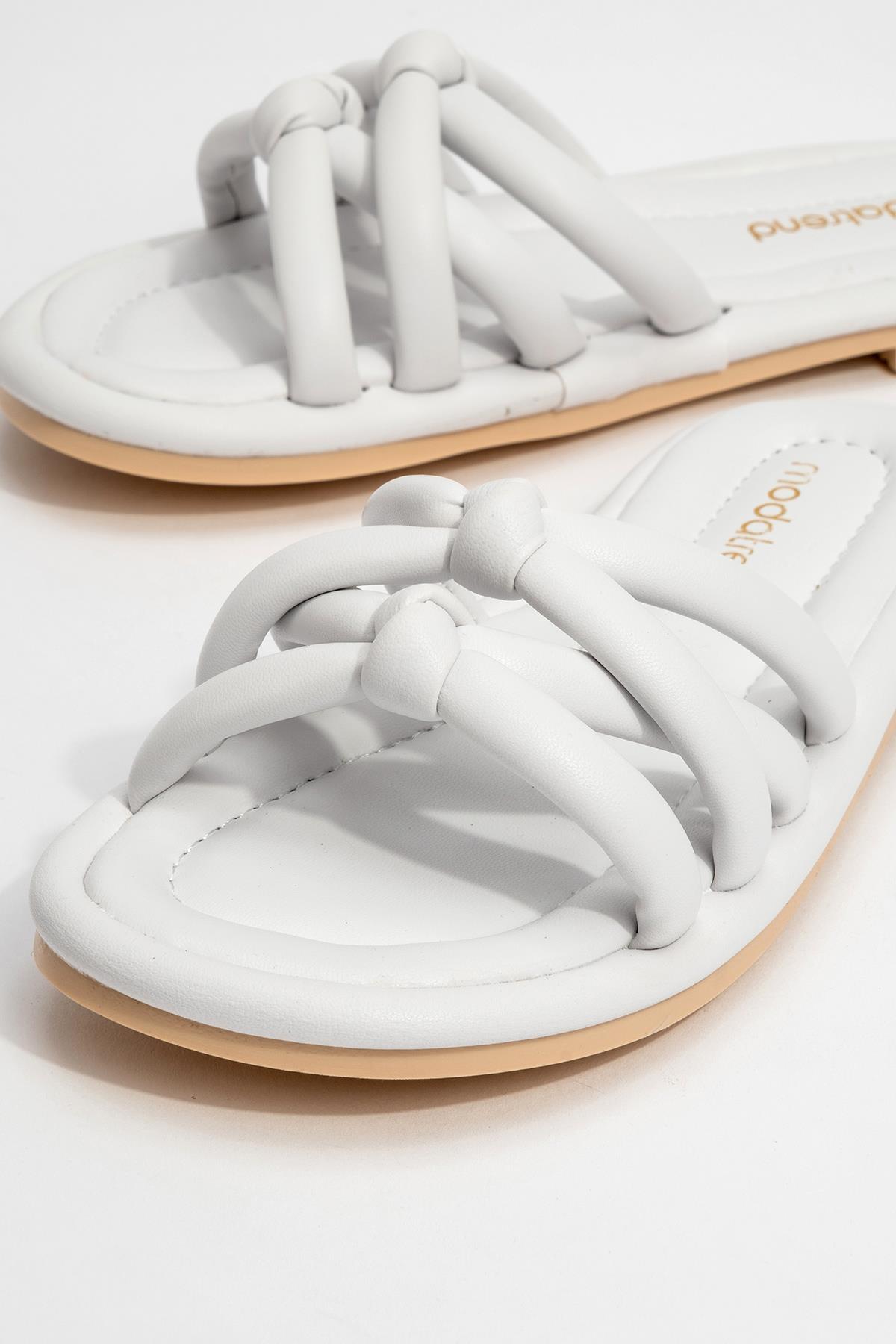 2 Boğumlu Kadın Terlik BEYAZ - Görsel 4