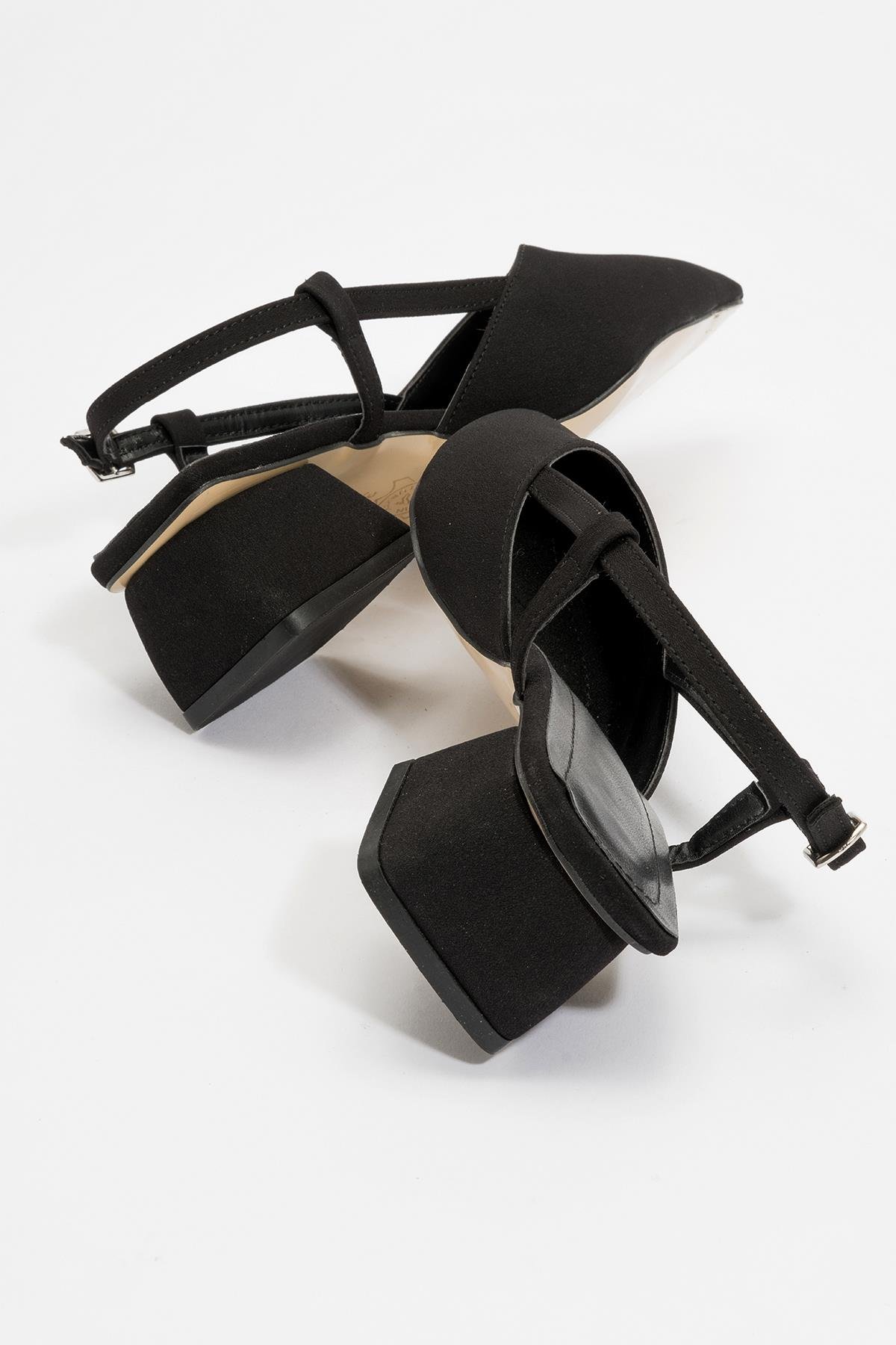 Kadın Arkası Açık Topuklu Sandalet SİYAH ZRA - Görsel 5