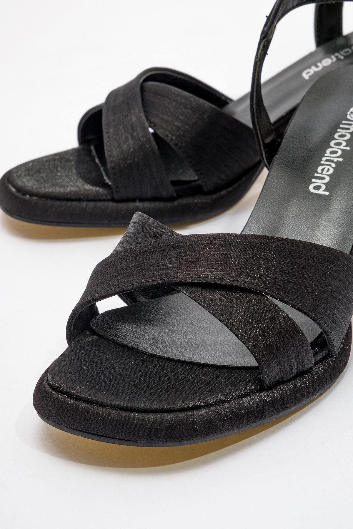 Kadın Topuklu Ayakkabı SİYAH SATEN - Görsel 4