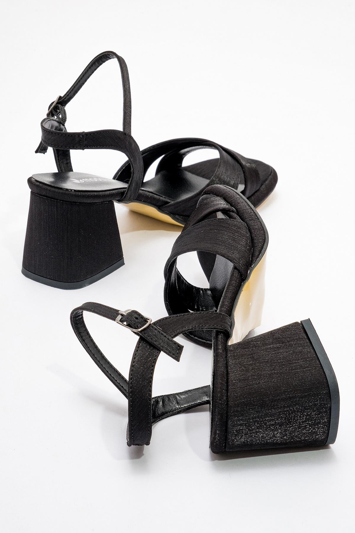 Kadın Topuklu Ayakkabı SİYAH SATEN - Görsel 5