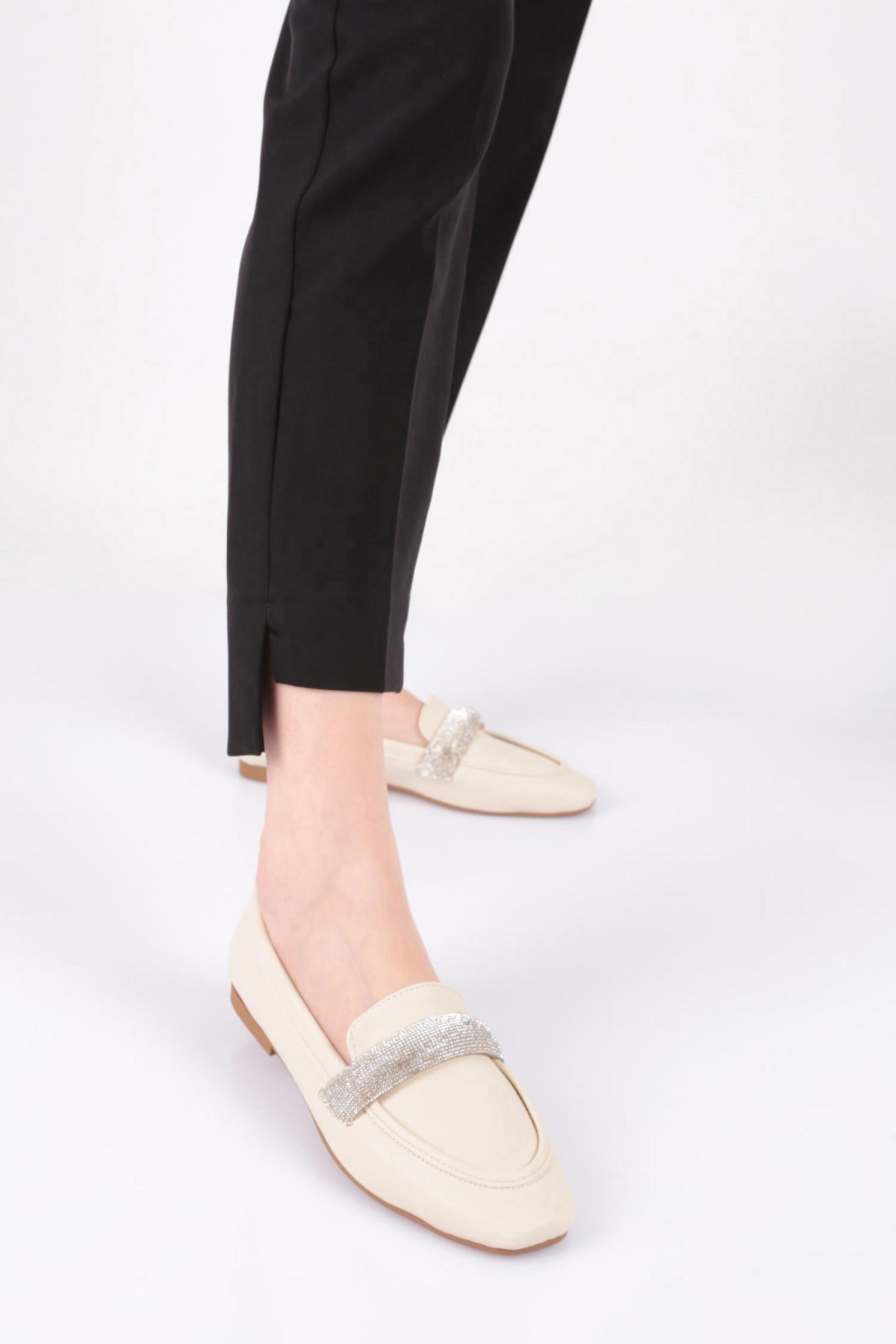 5000 Kadin Silver Taş Tokali Loafer - Görsel 6