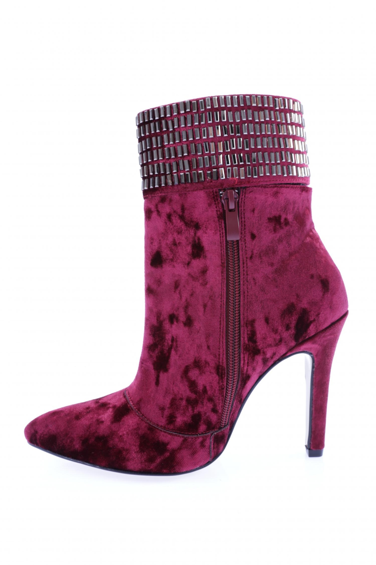 4246 Kadin Sivri Burun Kristal Taşli İnce Topuklu Bot - Görsel 4