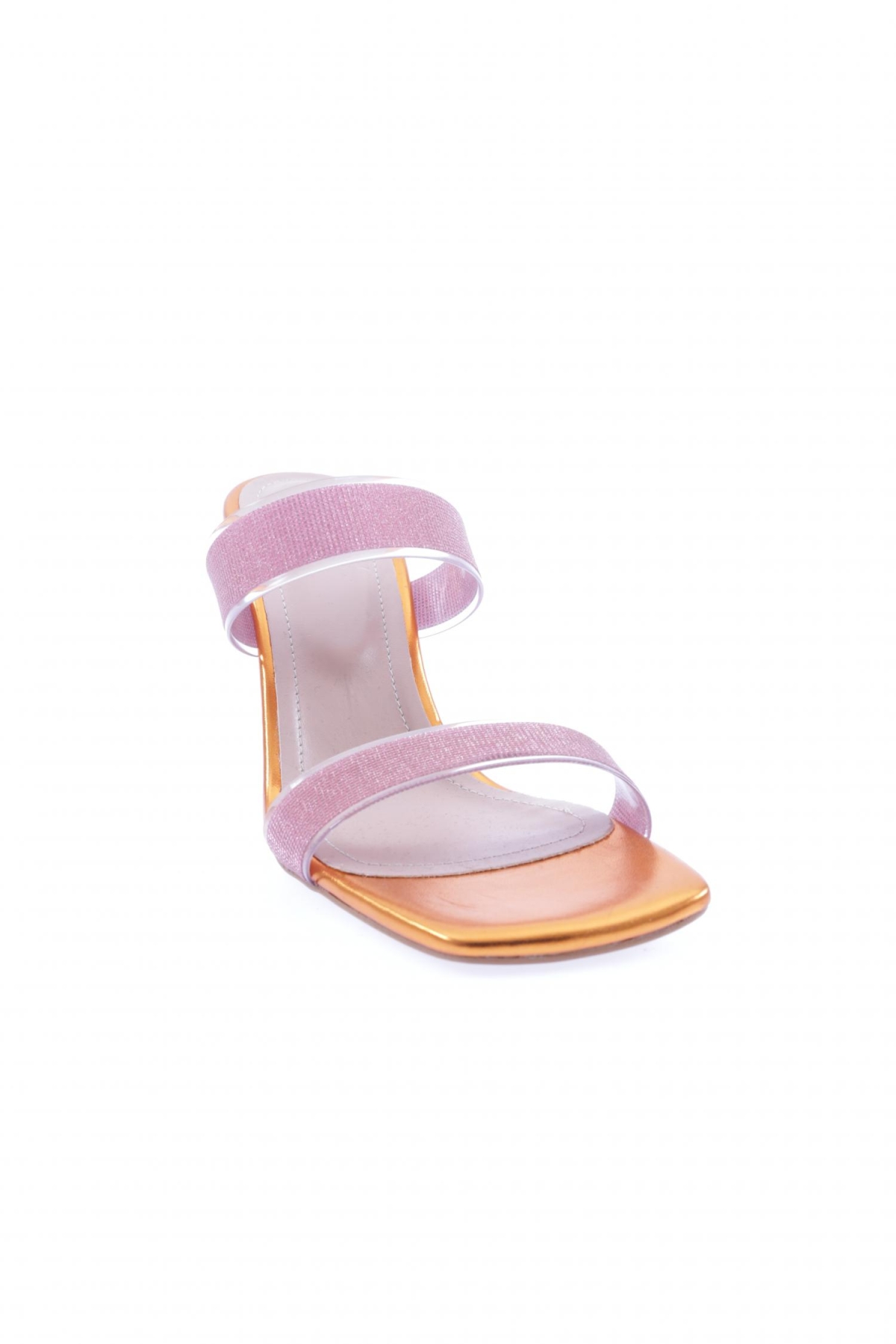 5155-23Y Kadin Şeffaf Simli Bantli Topuklu Terlik - Görsel 3